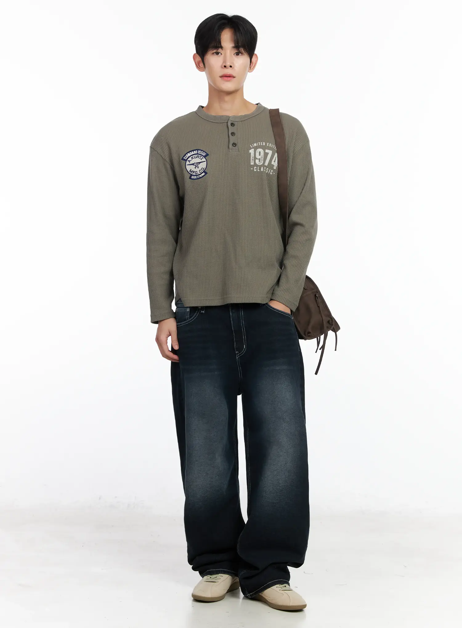 Men's Patch Long Sleeve Tee IM523 - Image 8