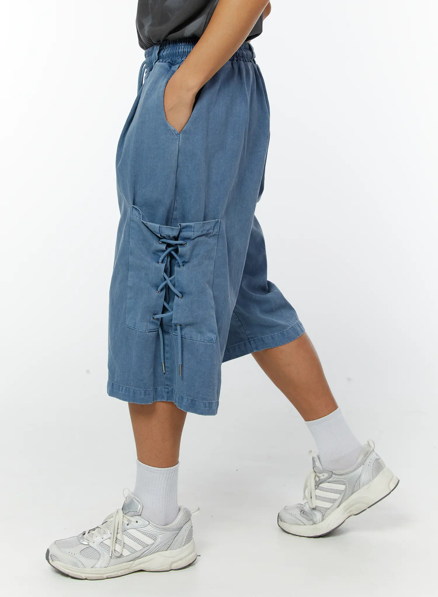 Men's Pigment Dyed Bermuda Shorts (Light Blue) IY513 - Image 4