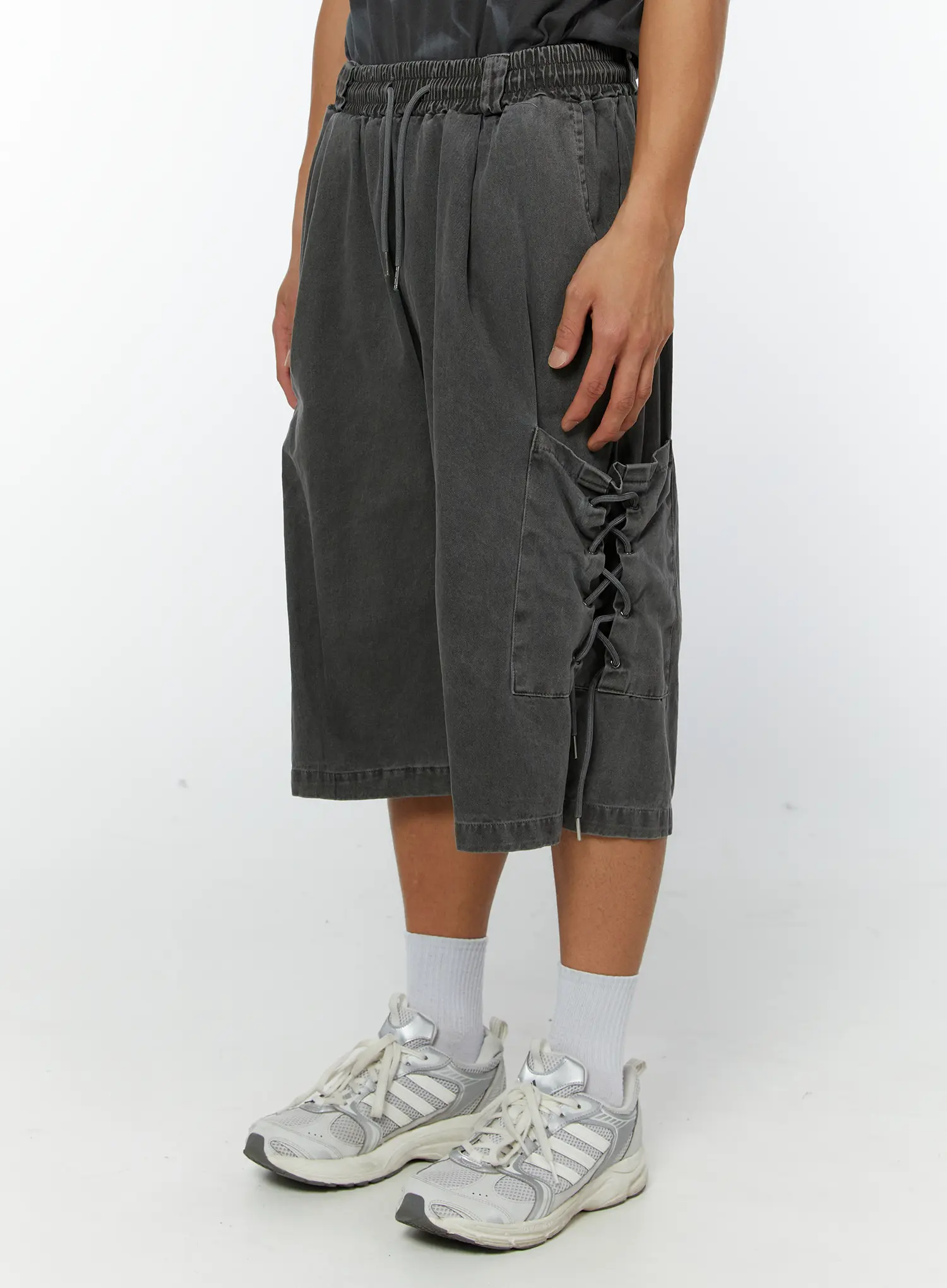Men's Pigment Dyed Bermuda Shorts (Light Gray) IY513 - Image 4