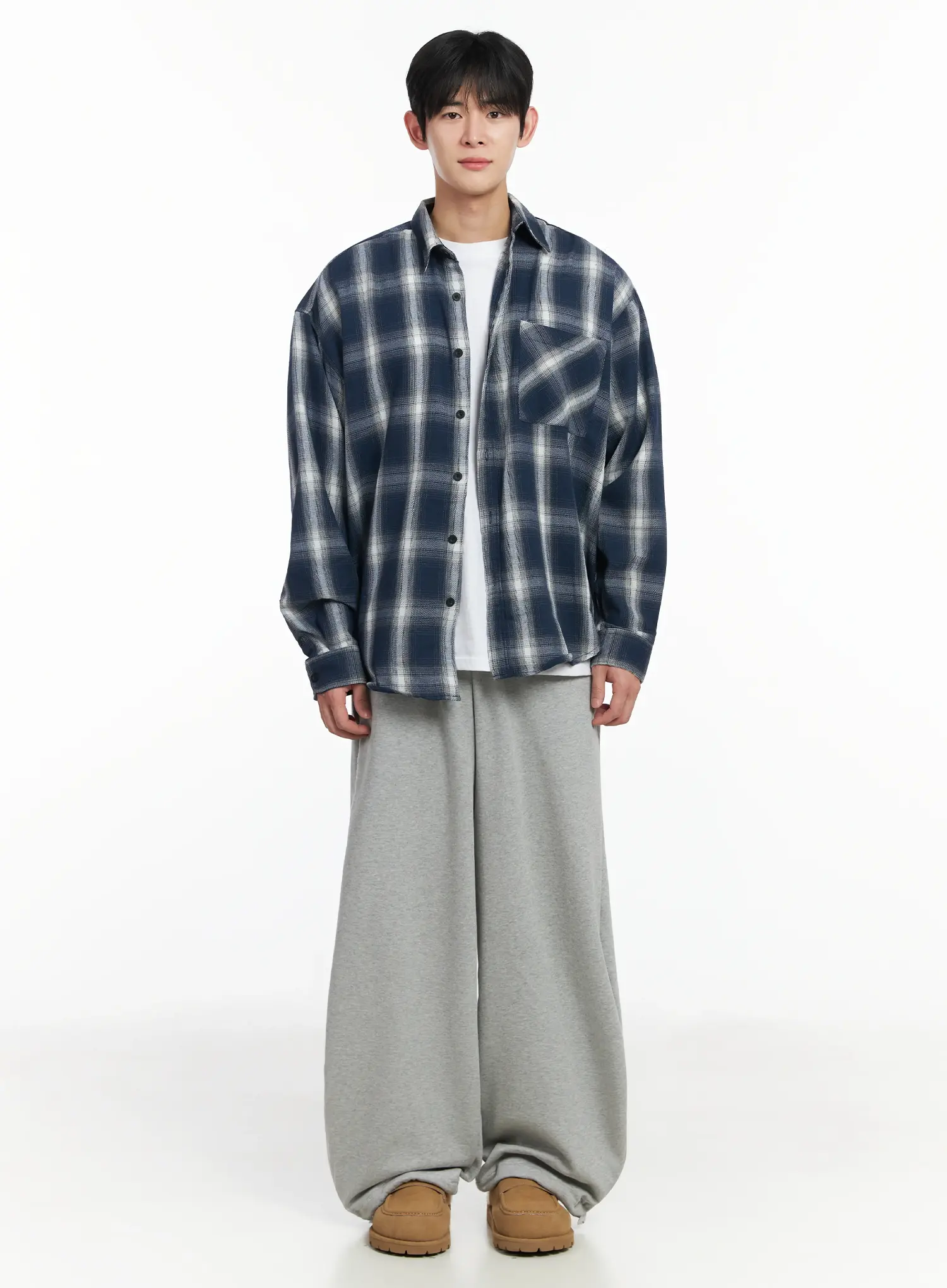 Men's Plaid Button-Up Shirt IF517 - Image 3