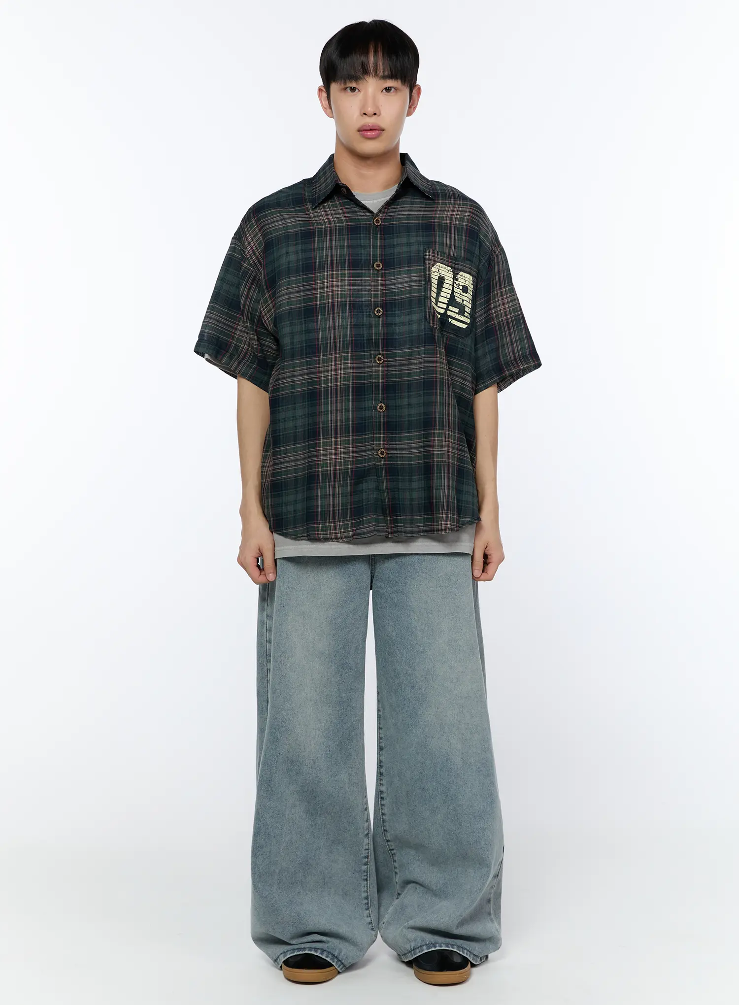 Men's Plaid Graphic Short Sleeve Shirt IA520 - Image 4