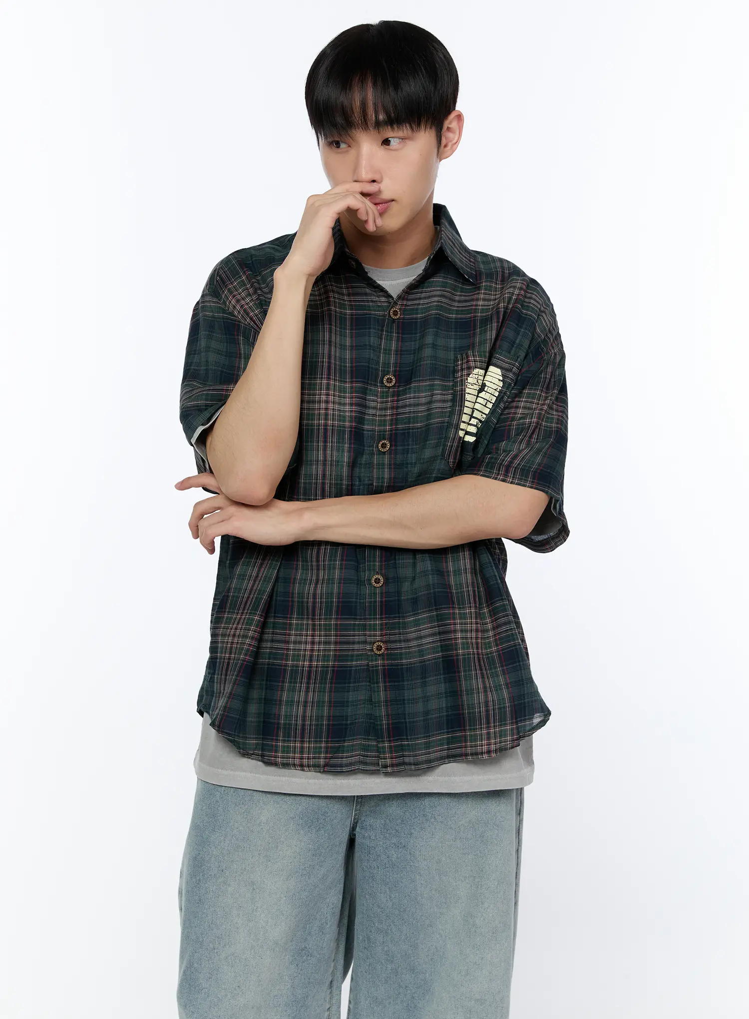 Men's Plaid Graphic Short Sleeve Shirt IA520 - Image 7
