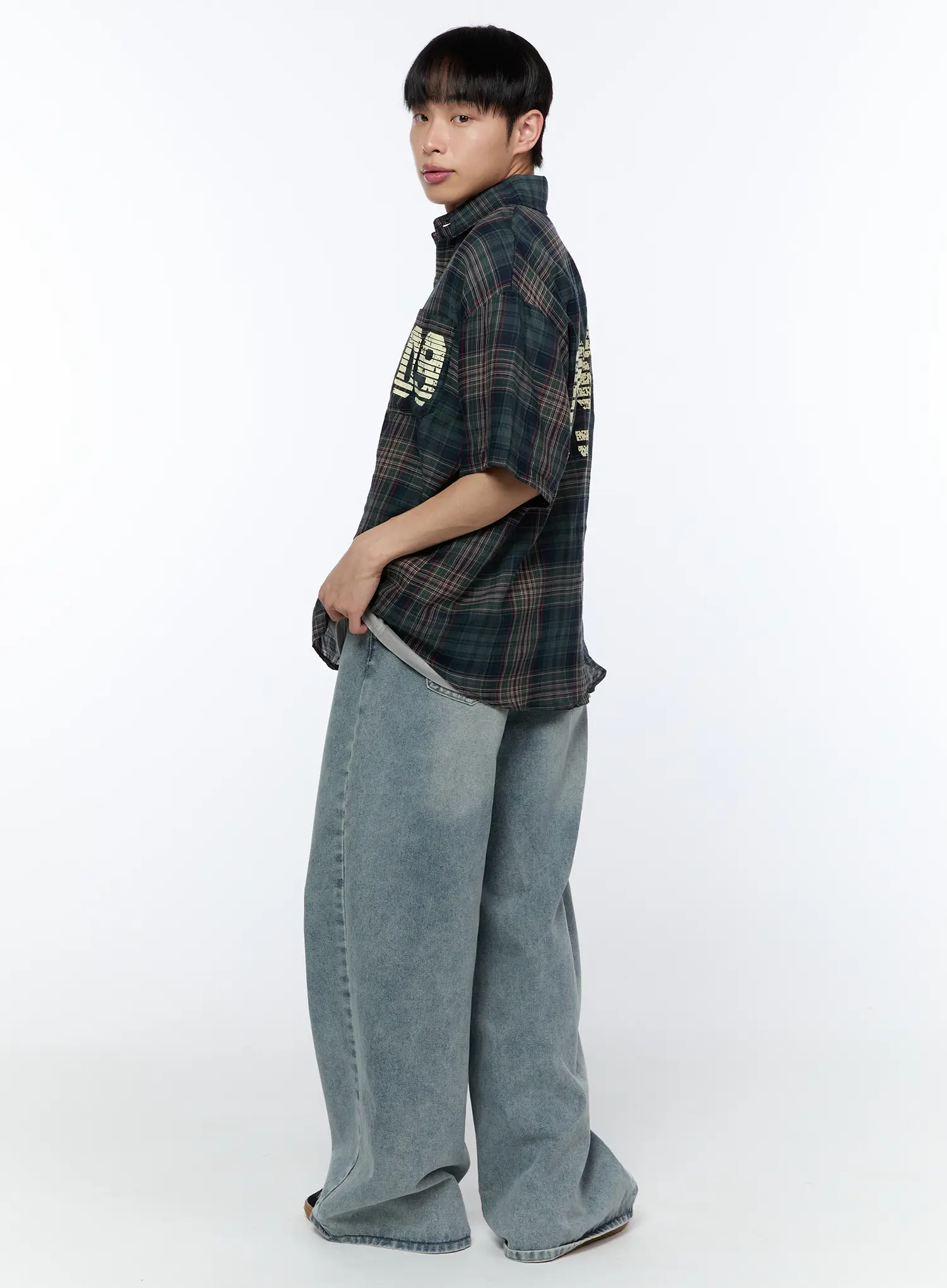 Men's Plaid Graphic Short Sleeve Shirt IA520 - Image 9