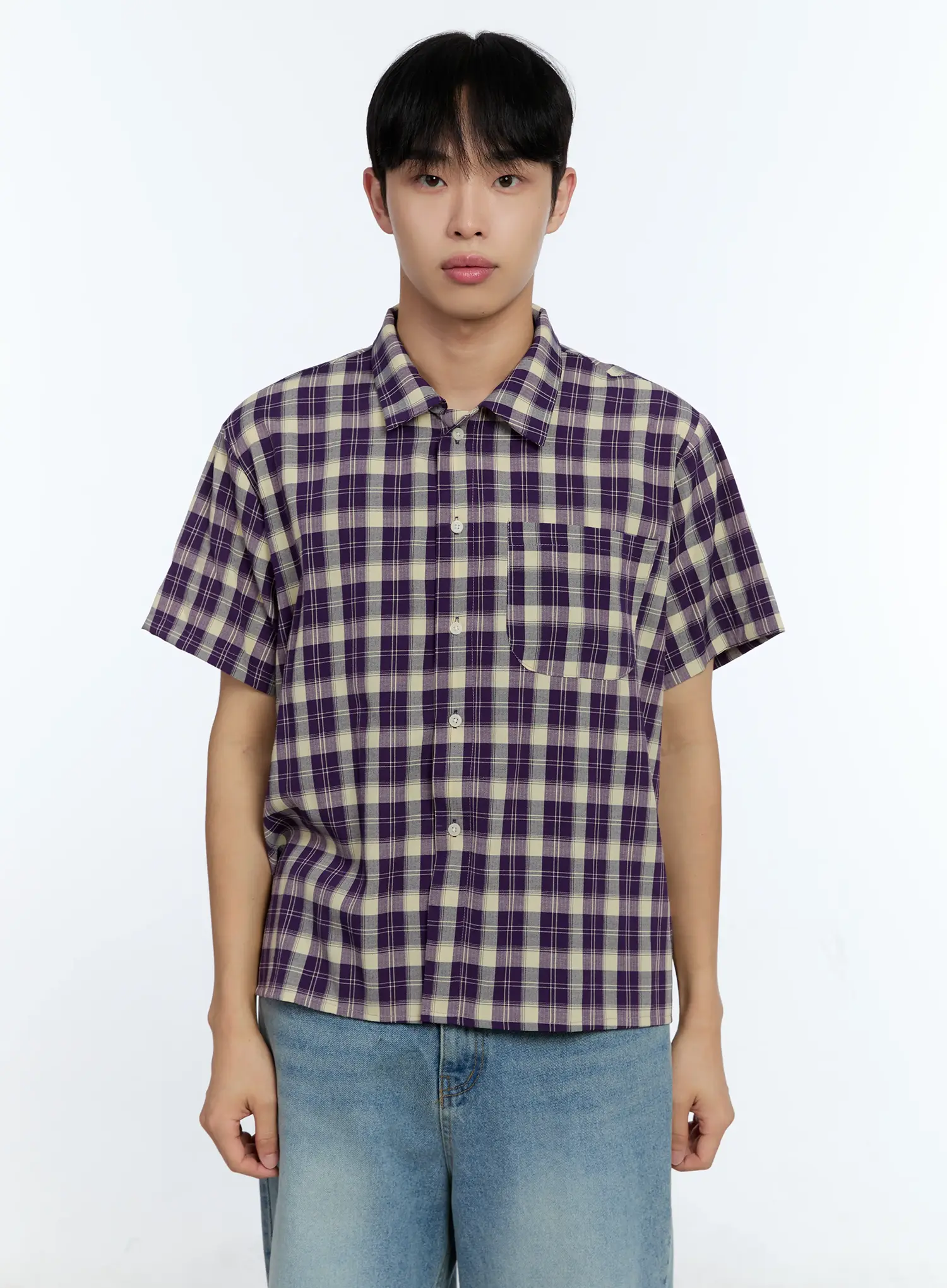Men's Plaid Short Sleeve Shirt IG519 - Image 14