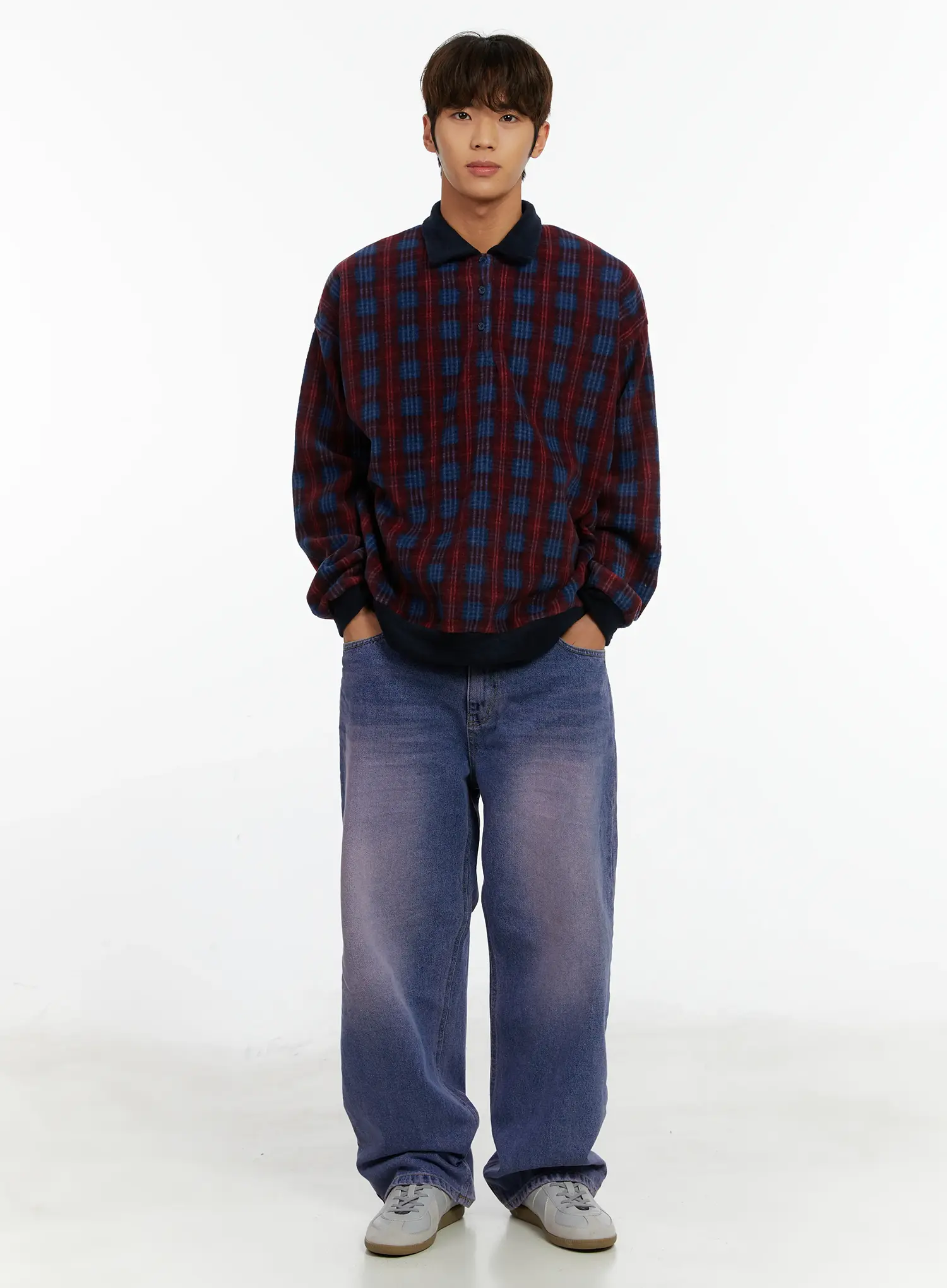 Men's Purple Washed Wide Jeans ID523 - Image 7