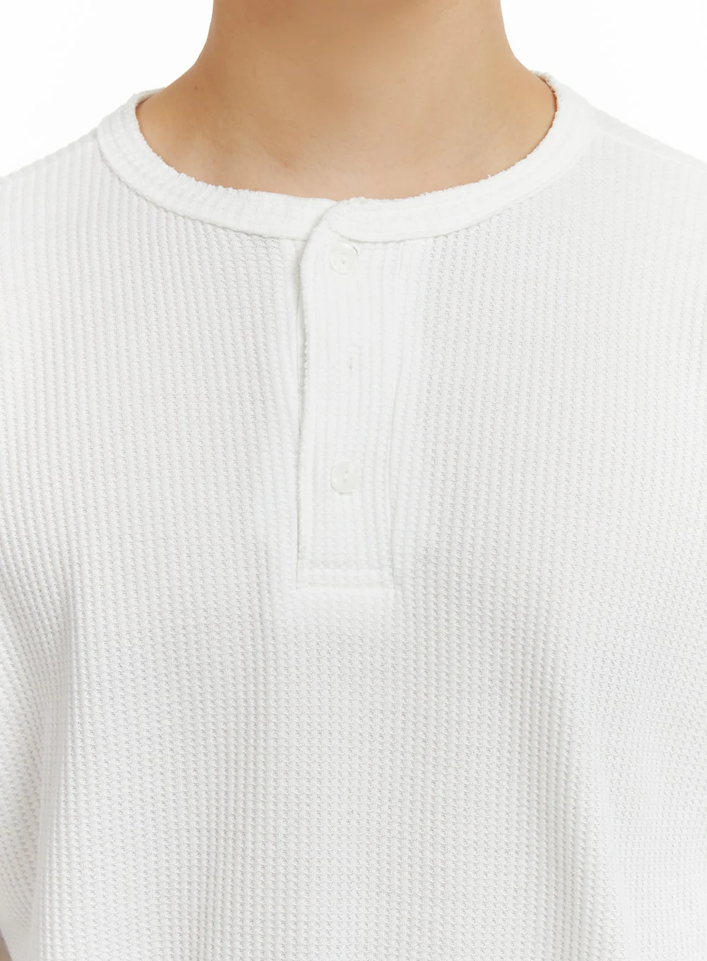 Men's Quarter Button Round Neck Long Sleeve IA401 - Image 3
