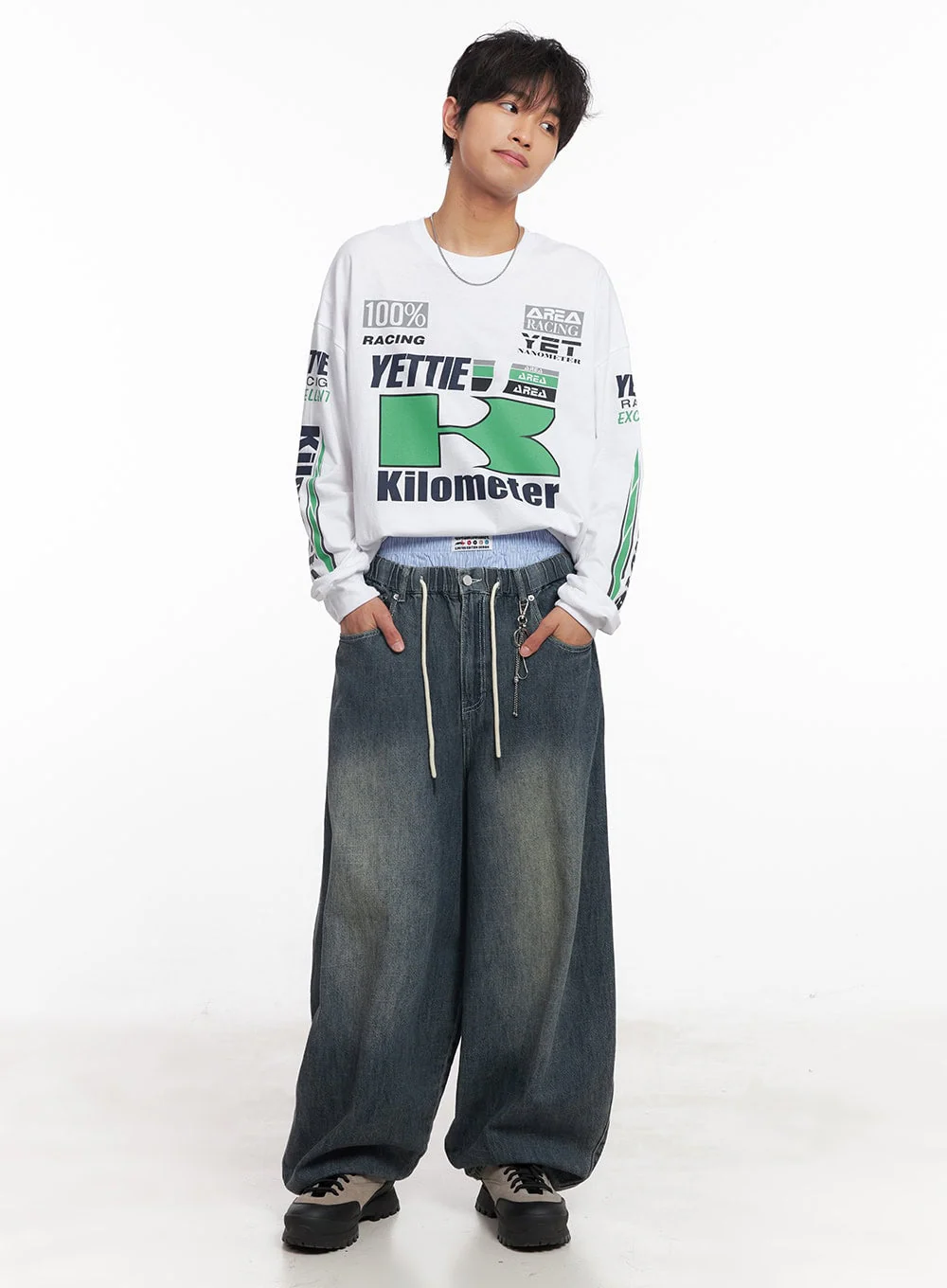 Men's Racer Graphic Long-Sleeve Top IY508 - Image 2