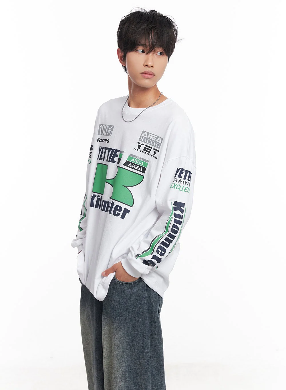 Men's Racer Graphic Long-Sleeve Top IY508 - Image 4