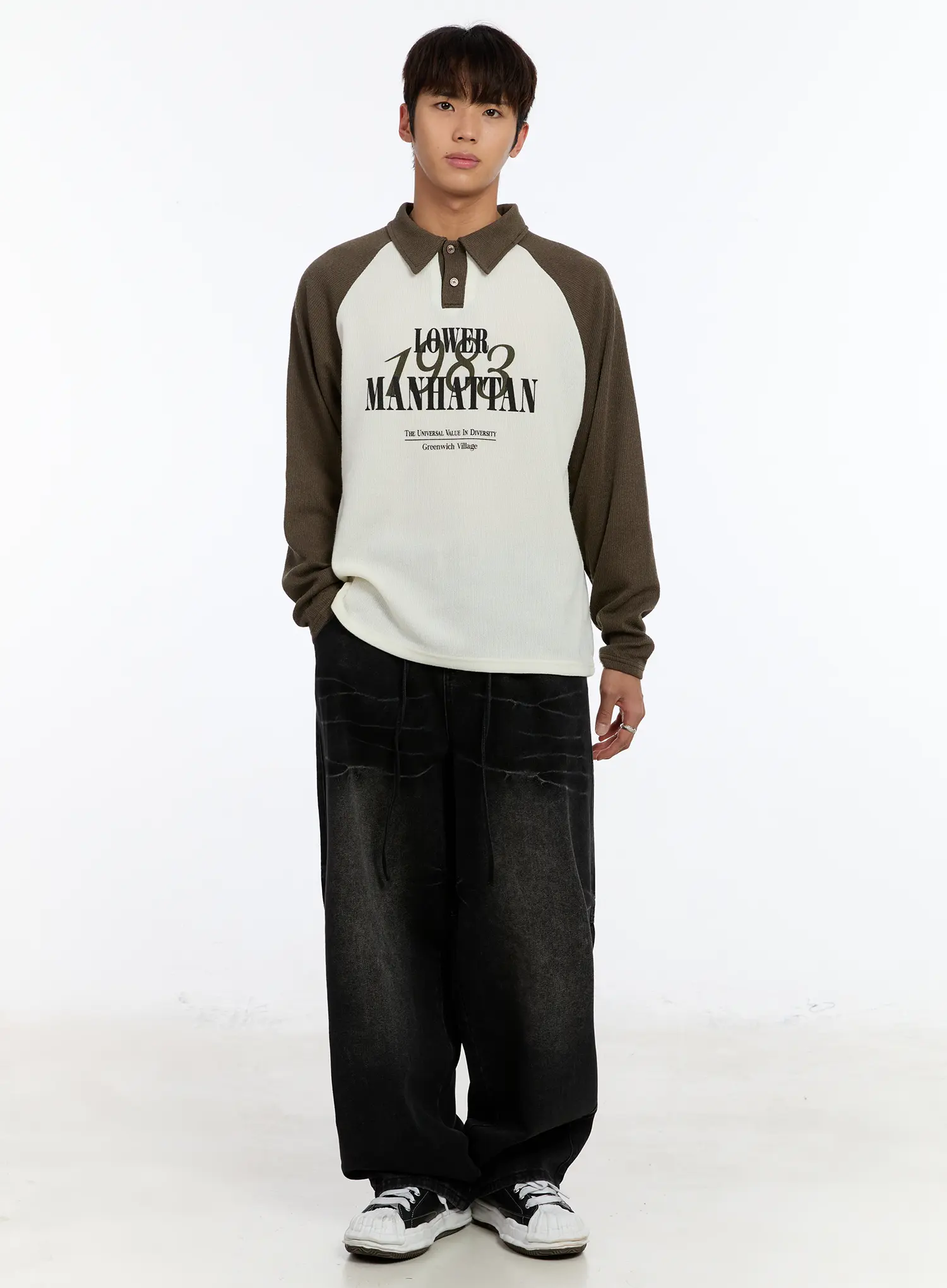 Men's Raglan Collar Graphic Long Sleeve Tee IM530 - Image 6