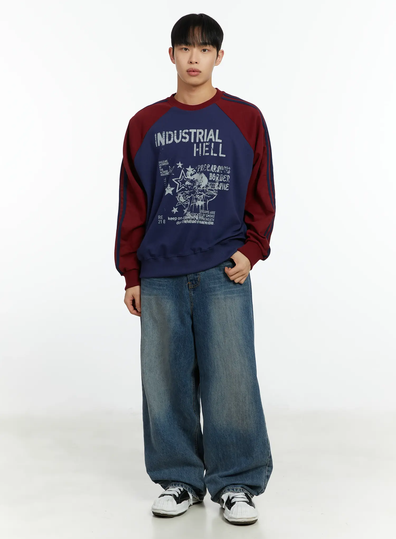 Men's Raglan Track Style Crewneck Sweatshirt IF511