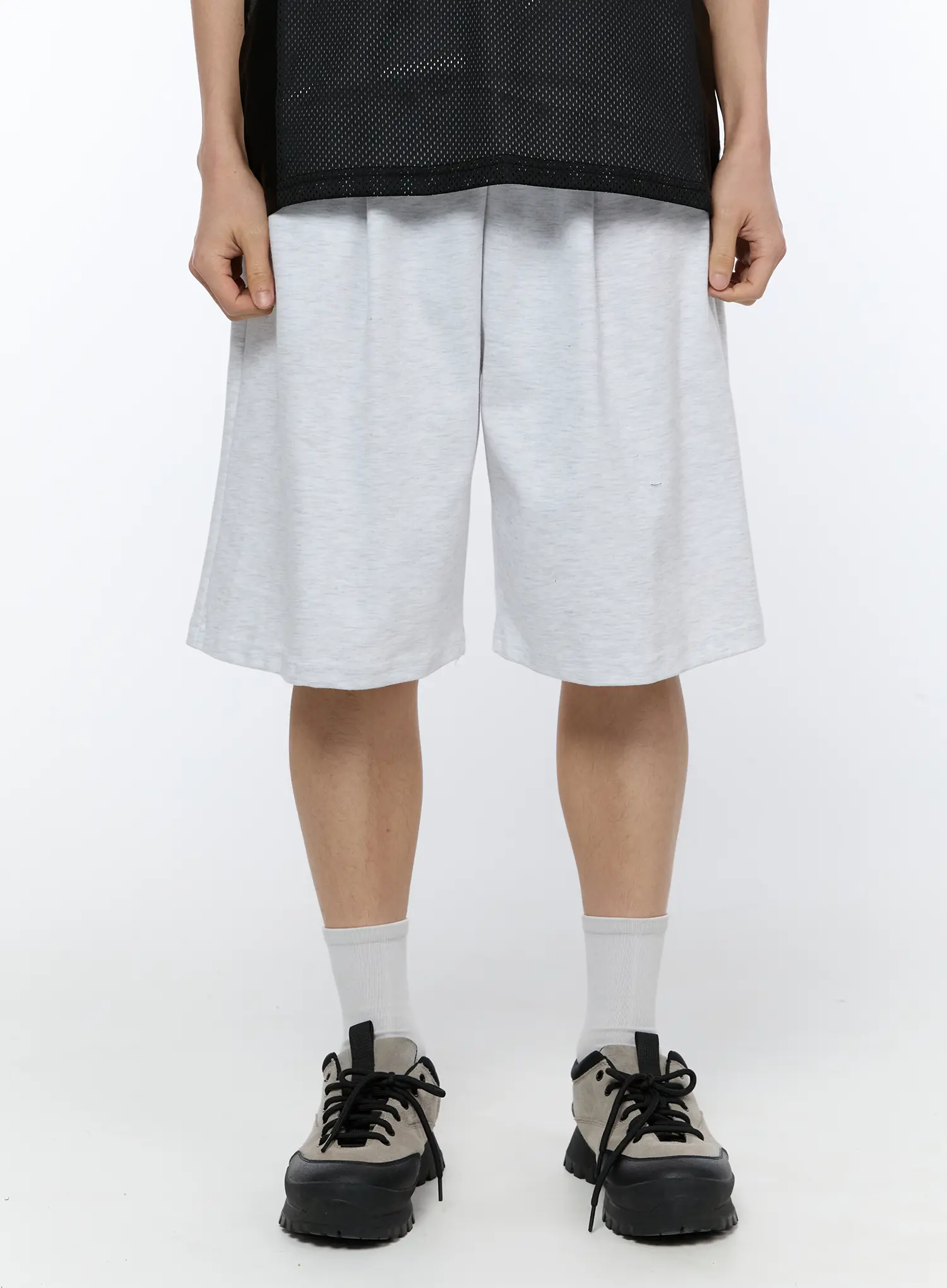 Men's Relaxed-Fit Sweatshorts (Light Gray) IA517 - Image 3
