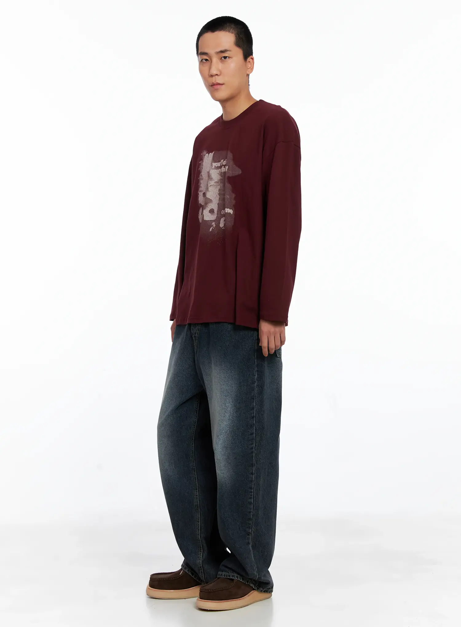 Men's Retro Print Oversized Long Sleeve Shirt IS509 - Image 8
