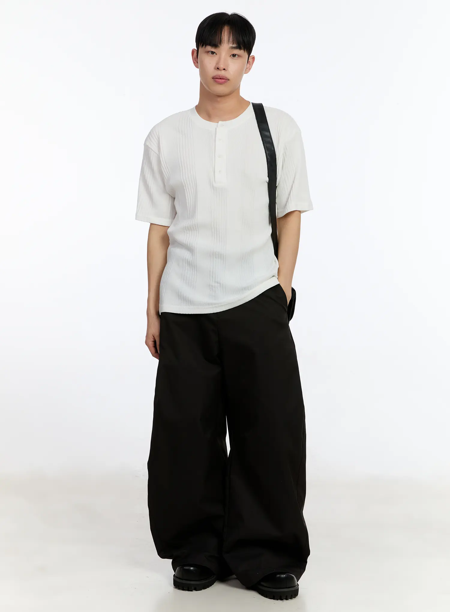 Men's Ribbed Henley Neck T-Shirt IA508 - Image 7