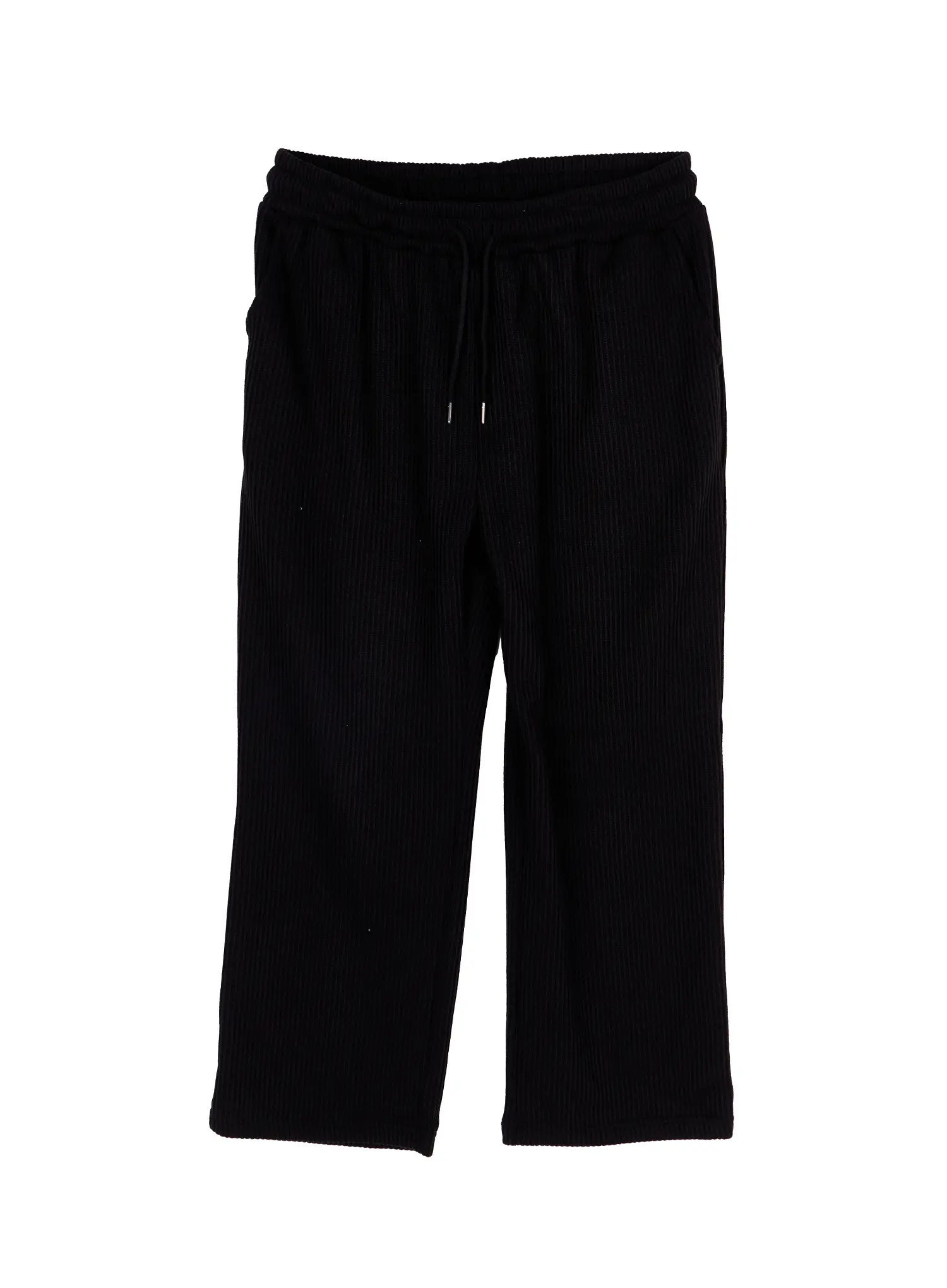 Men's Ribbed Wide-Leg Sweatpants (Black) IA517 - Image 7