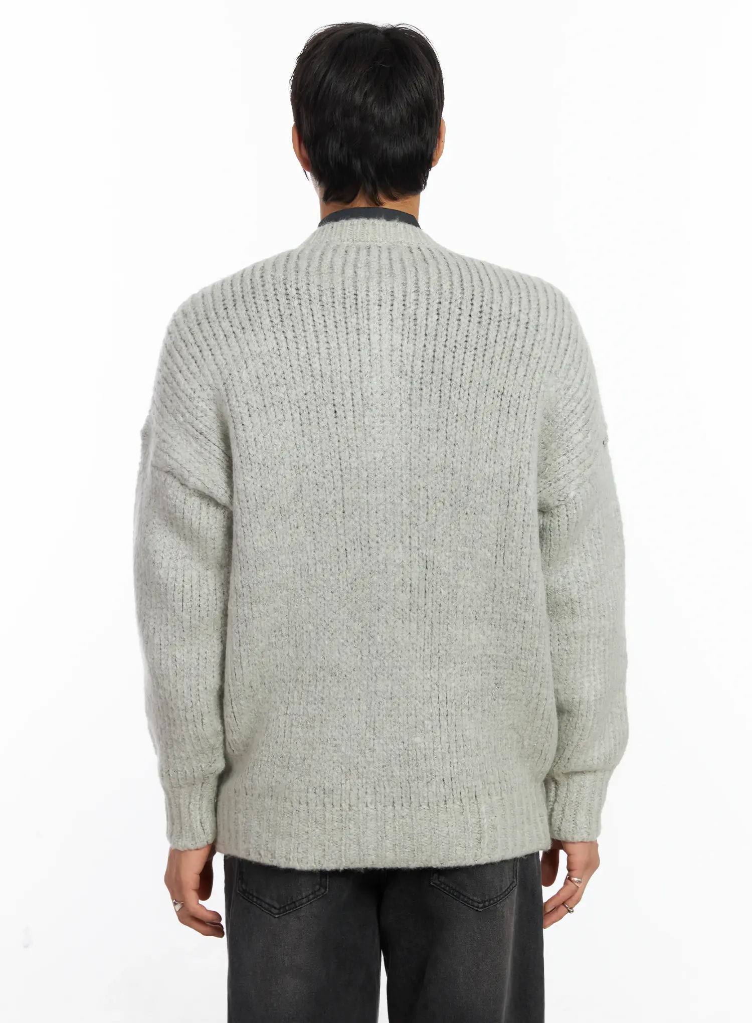 Men's Round Neck Button-Up Cardigan IF503 - Image 5