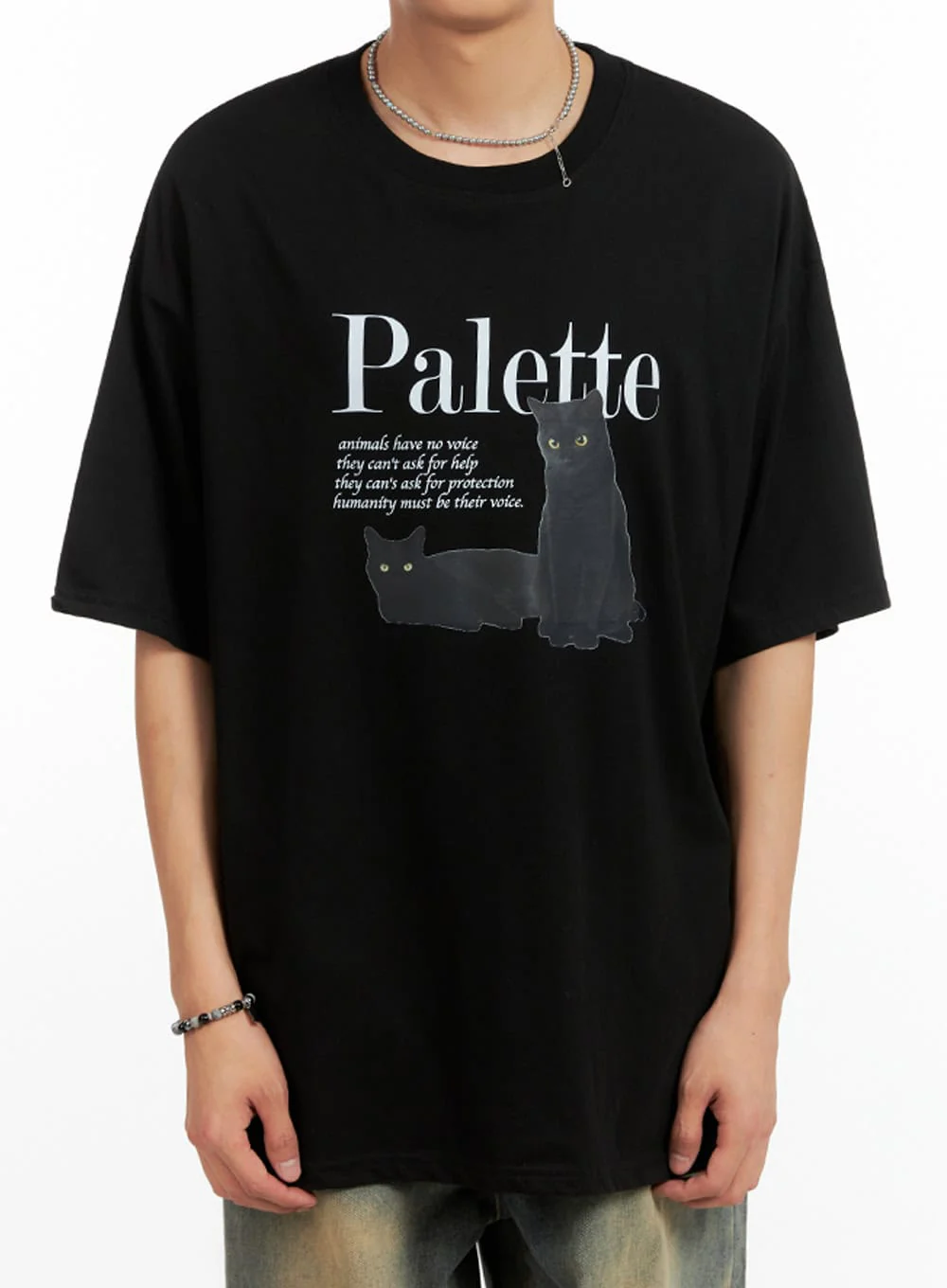 Men's Round Neck Graphic T-Shirt (Black) IG402 - Image 2