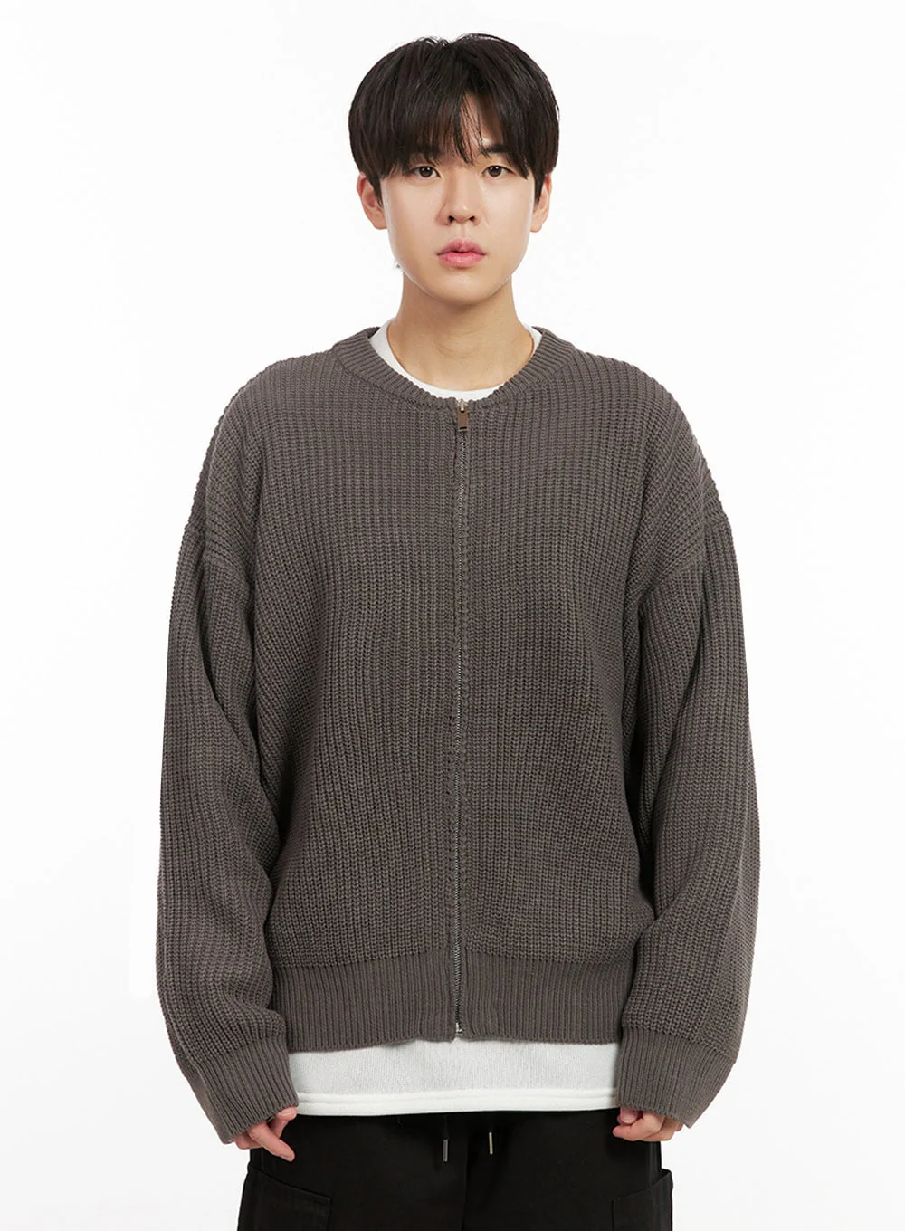 Men's Round Neck Zip-Up Sweater IJ517 - Image 10