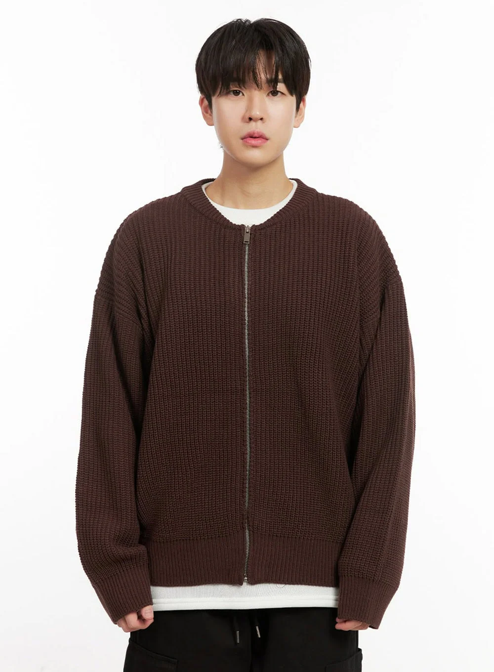 Men's Round Neck Zip-Up Sweater IJ517 - Image 12