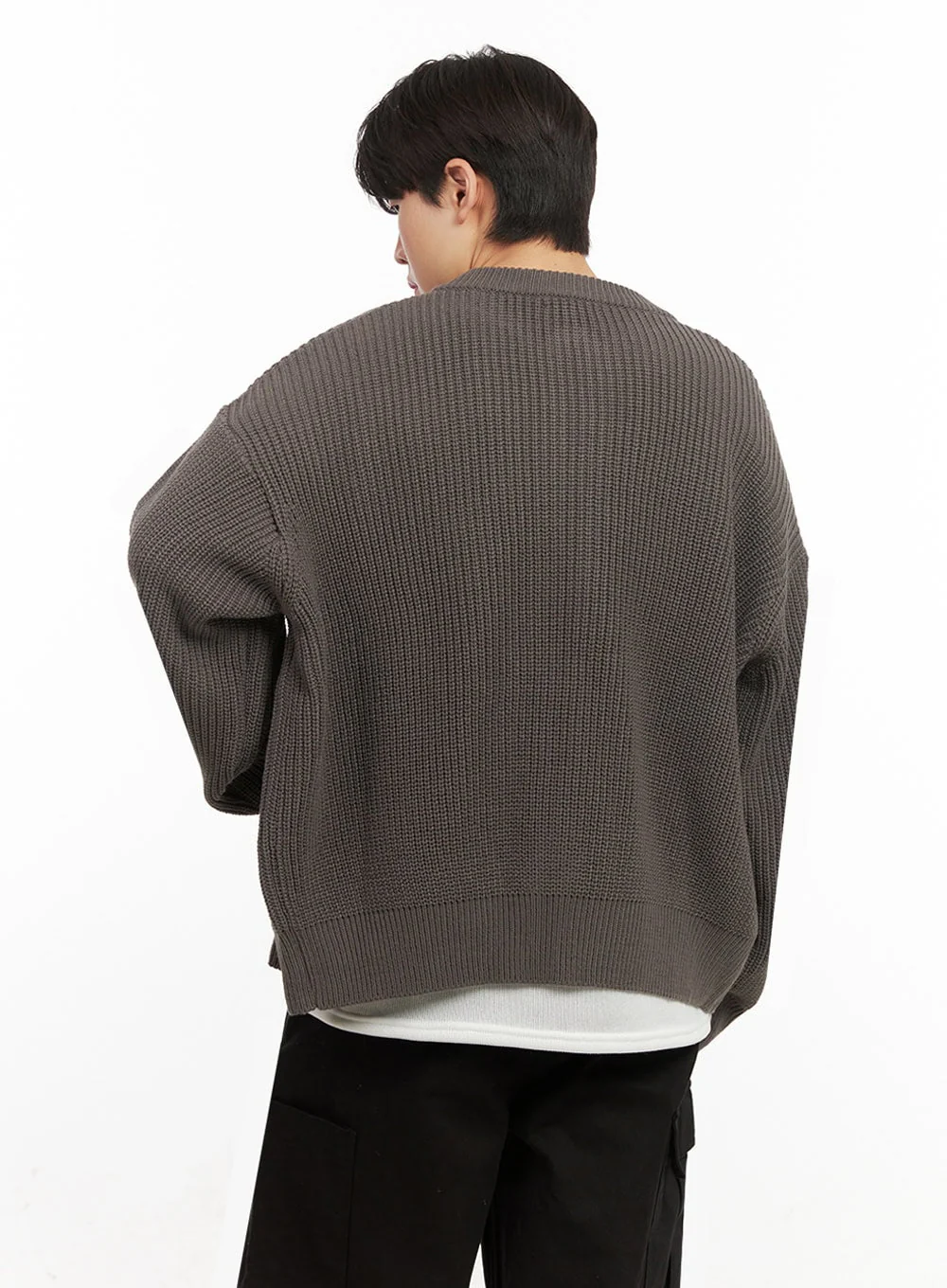 Men's Round Neck Zip-Up Sweater IJ517 - Image 5