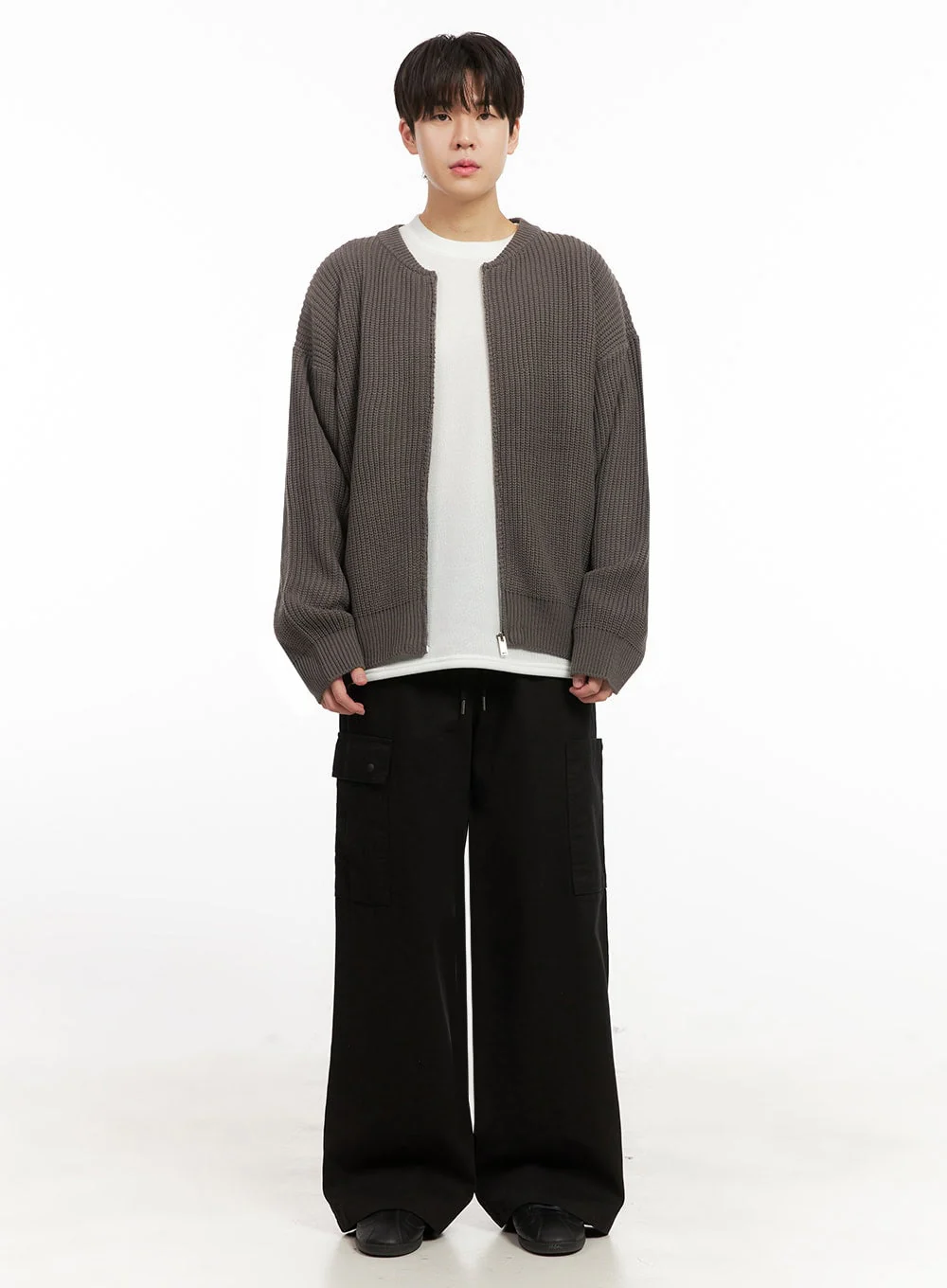 Men's Round Neck Zip-Up Sweater IJ517 - Image 7