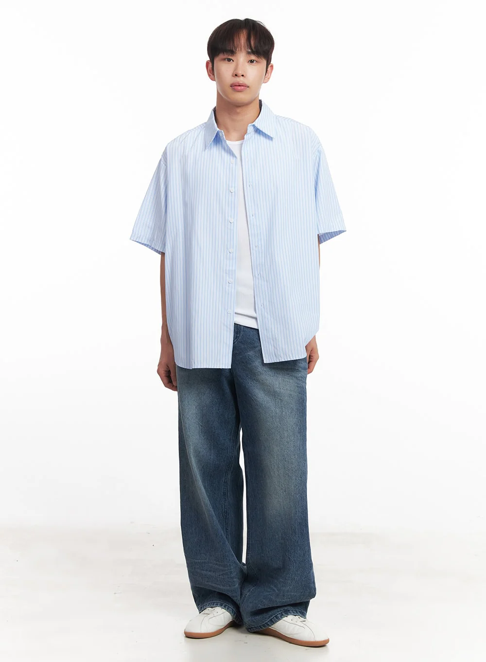 Men's Short Sleeve Buttoned Striped Shirt IA521 - Image 2