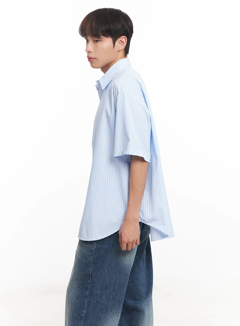 Men's Short Sleeve Buttoned Striped Shirt IA521 - Image 5