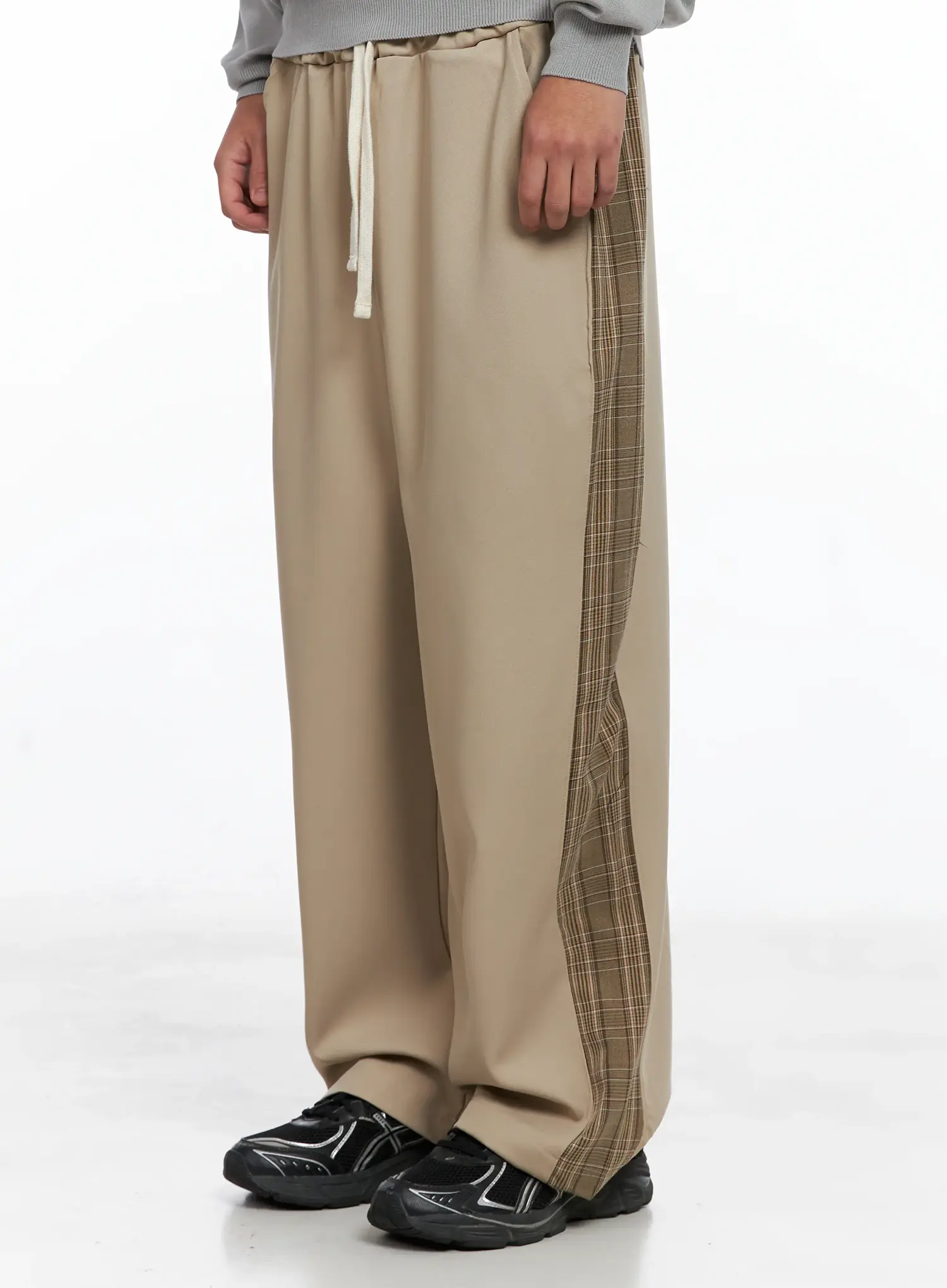 Men's Side Plaid Drawstring Pants IG529