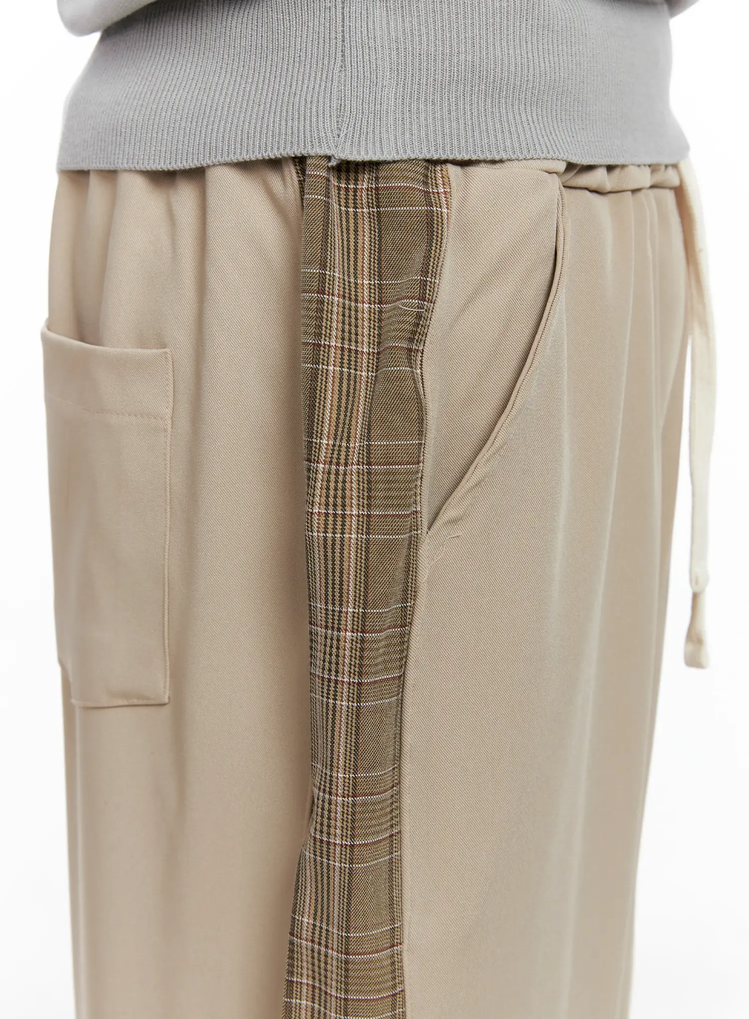 Men's Side Plaid Drawstring Pants IG529 - Image 6