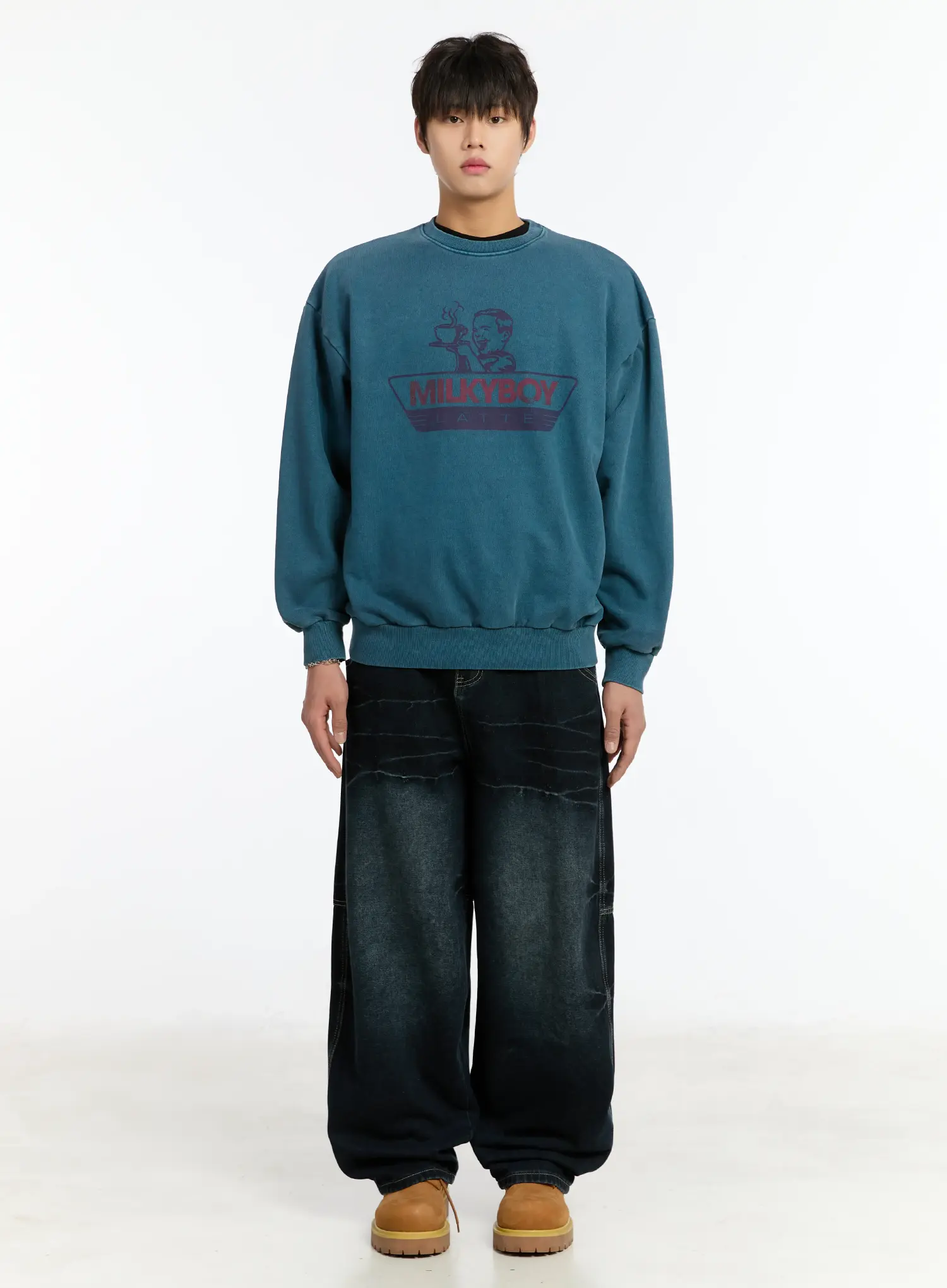 Men's Snap Baggy Jeans (Dark Blue)  IM502 - Image 4