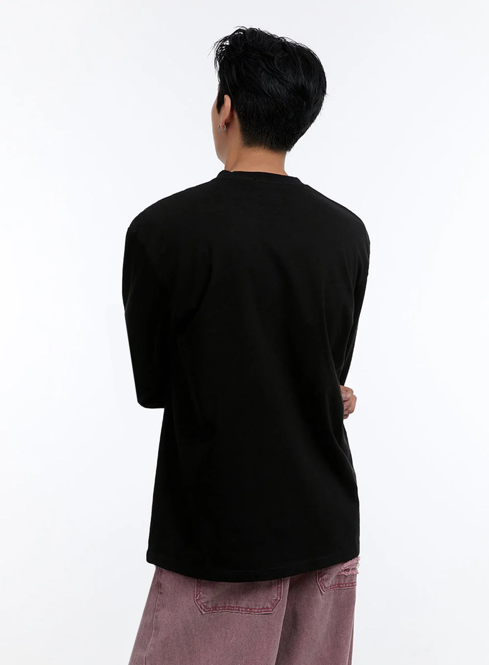 Men's Soft Round Neck Long Sleeve T-Shirt IO428 - Image 5