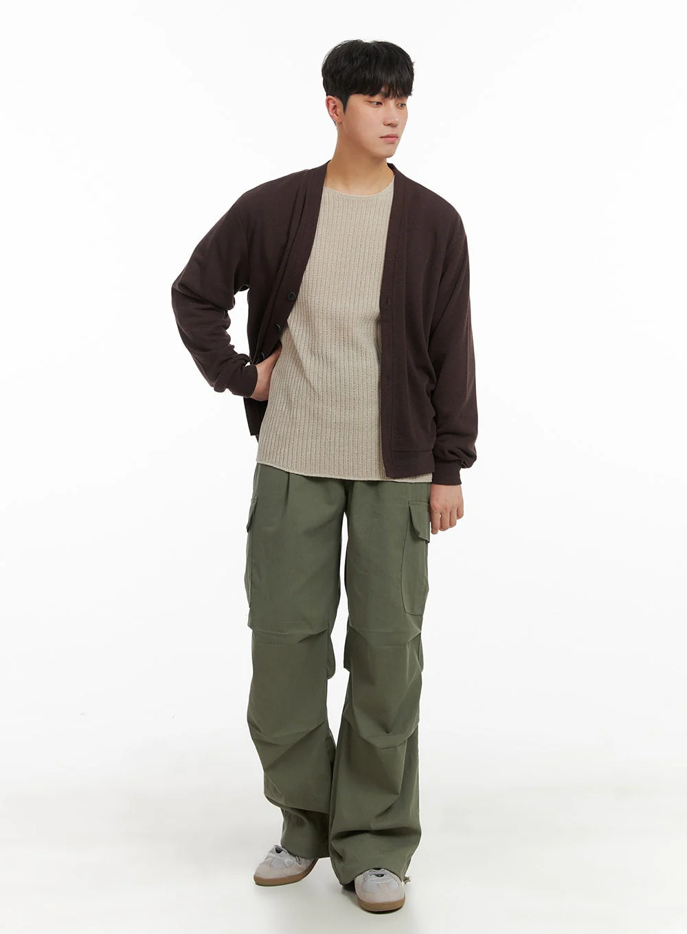 Men's Solid Cotton Cardigan IA402 - Image 2