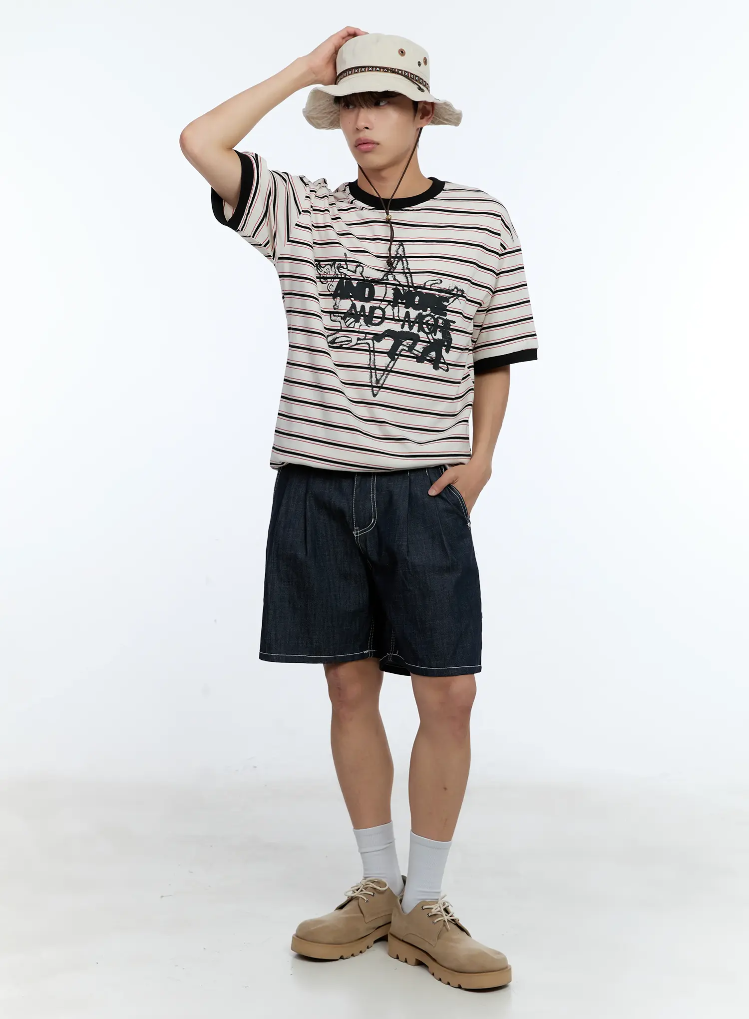 Men's Star Contrast Stripe Tee IL517 - Image 11