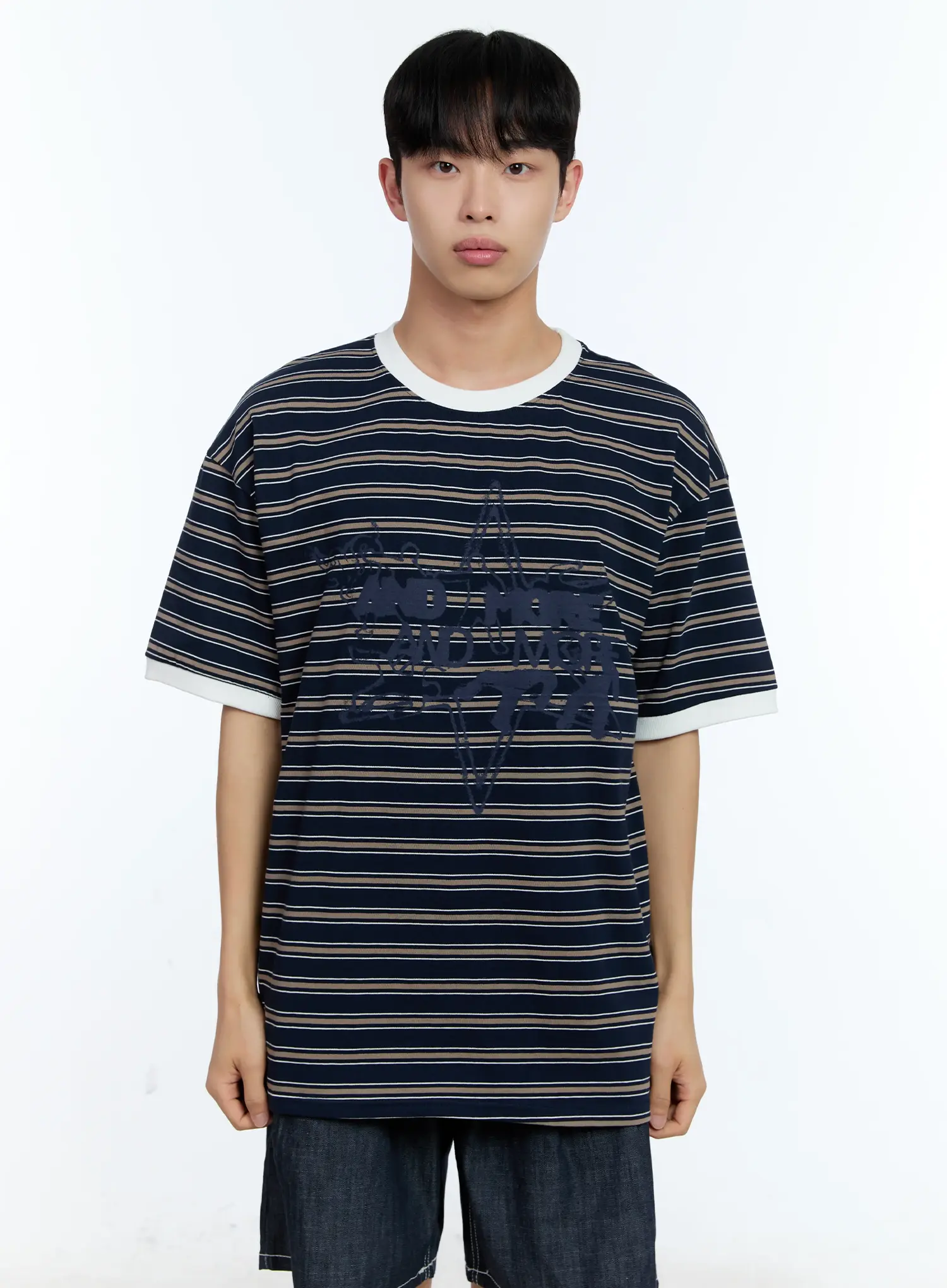 Men's Star Contrast Stripe Tee IL517 - Image 16