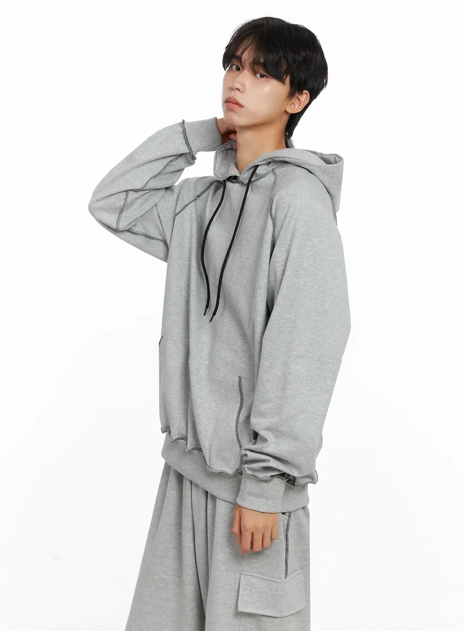 Men's Stitch Oversized Hoodie IO516 - Image 6