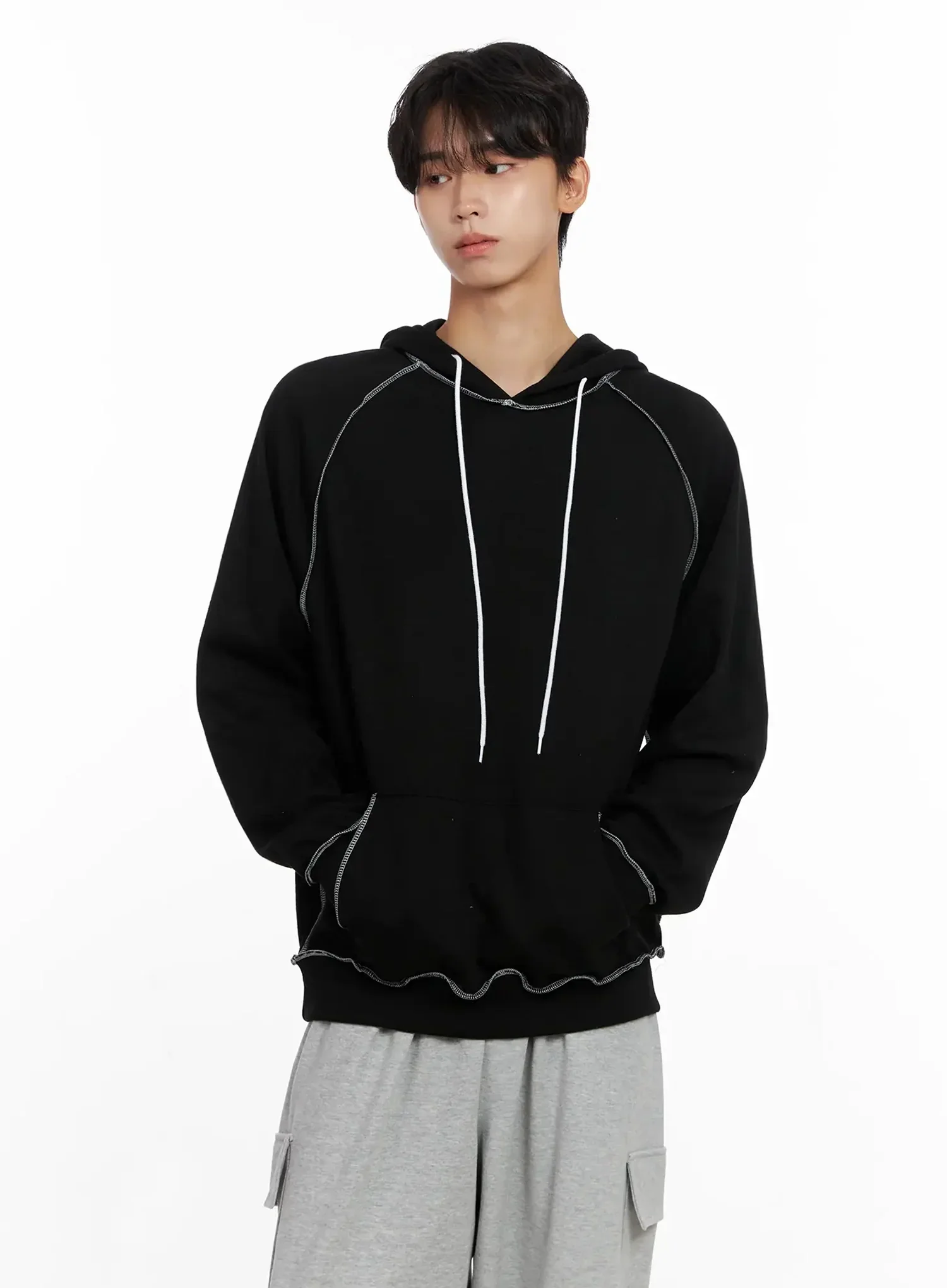 Men's Stitch Oversized Hoodie IO516 - Image 8