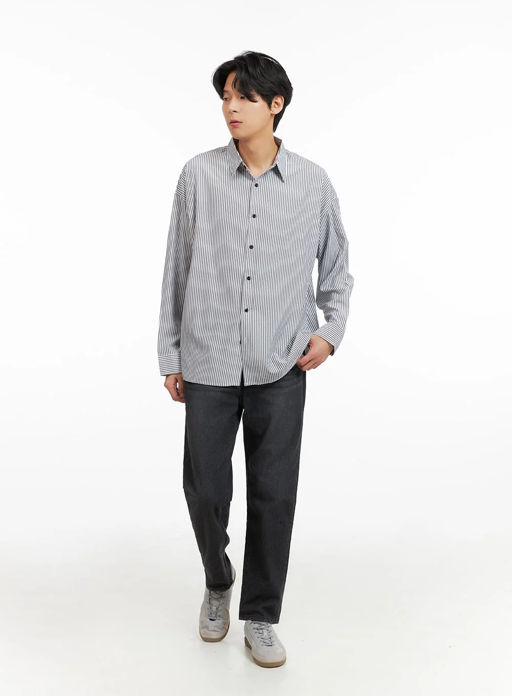 Men's Stripe Collared Shirt IA402 - Image 2