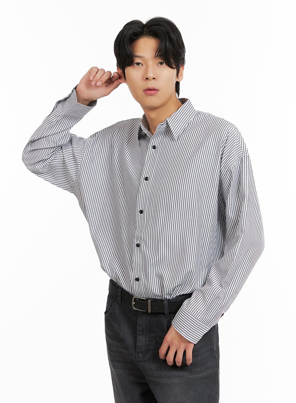 Men's Stripe Collared Shirt IA402 - Image 4