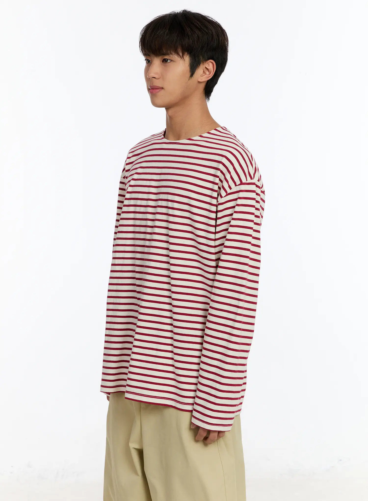 Men's Striped Boat Neck Long Sleeve Tee IM530 - Image 4