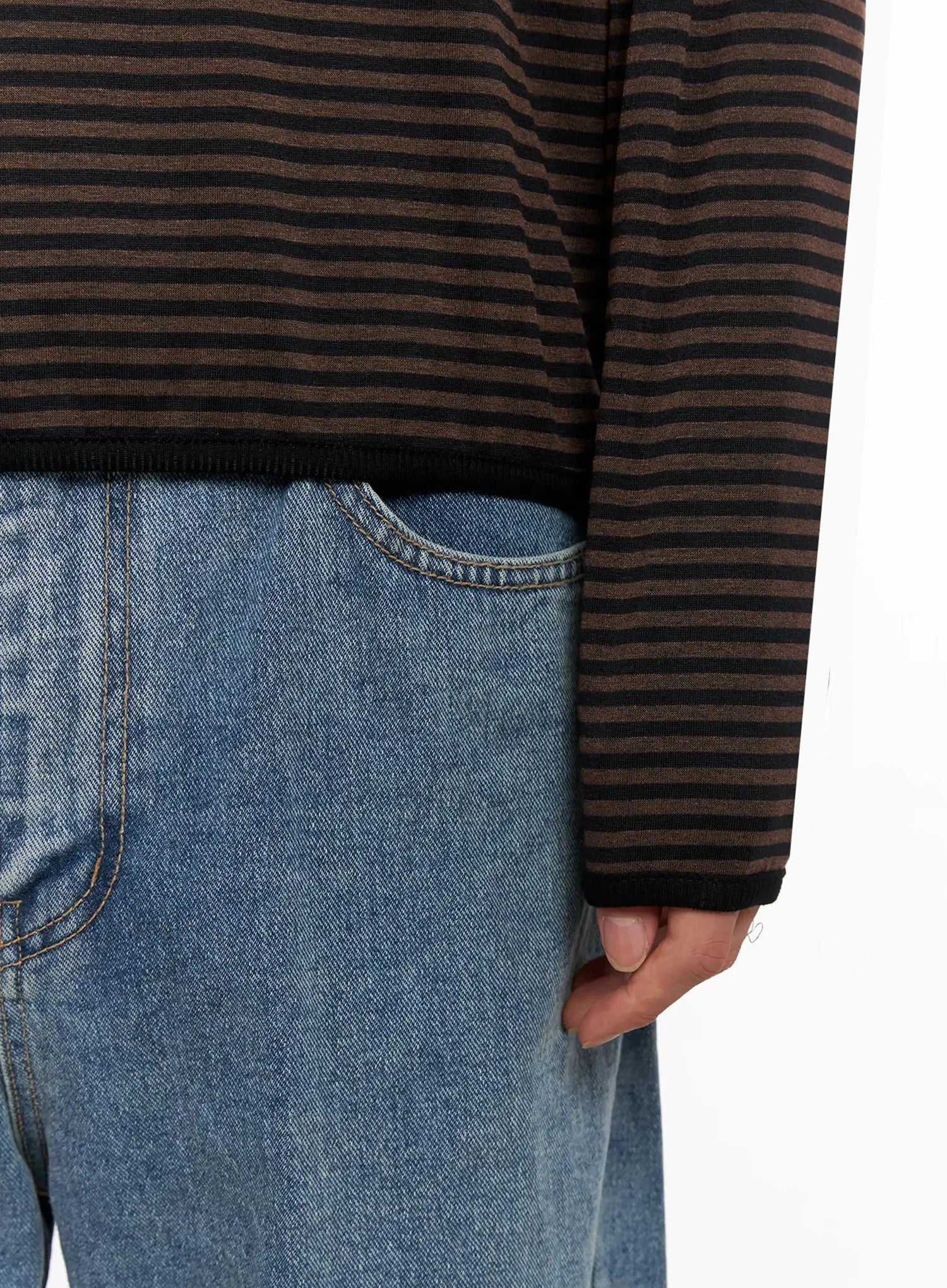Men's Striped Hooded Long Sleeve IO517 - Image 4