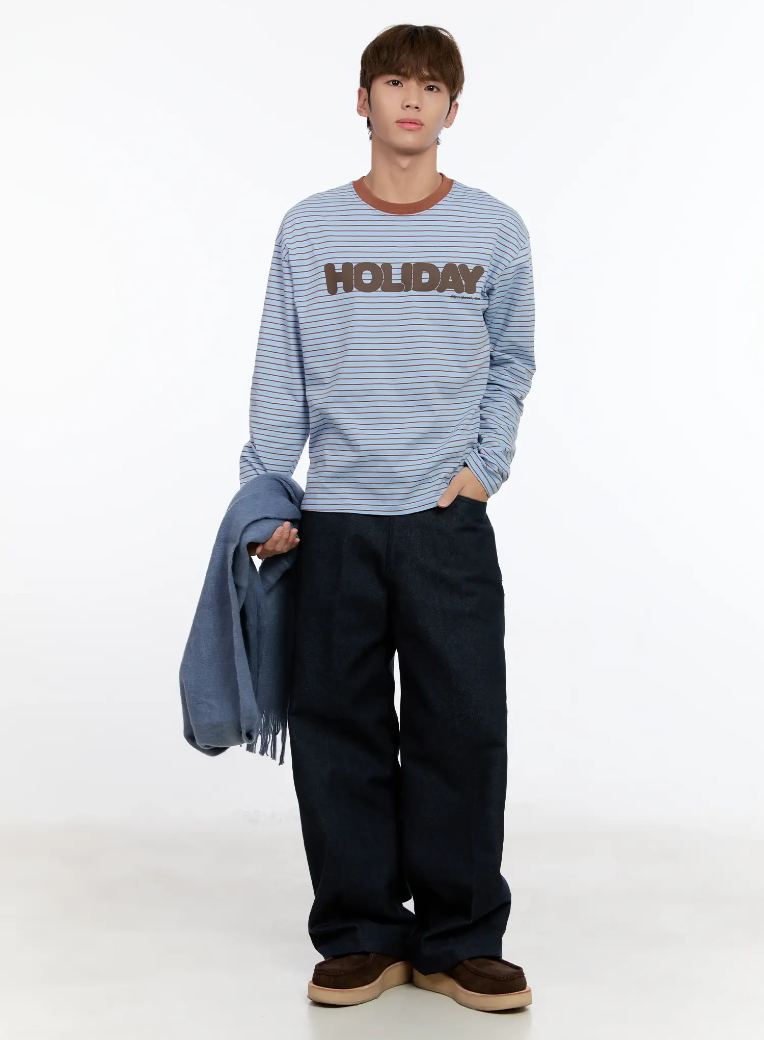 Men's Striped Lettering Long Sleeve Tee IN512 - Image 8