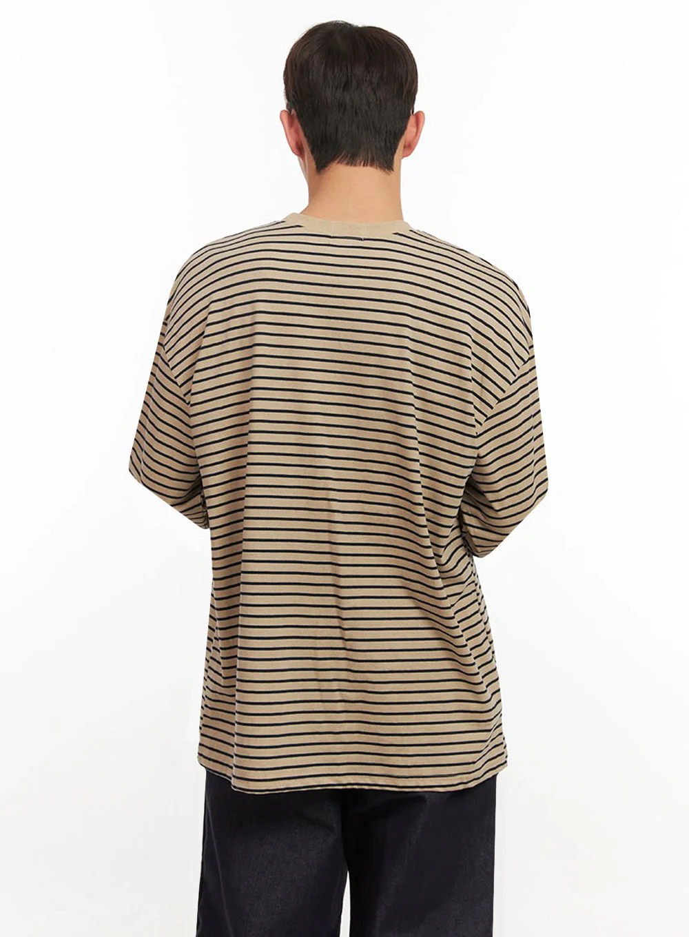 Men's Striped Oversized T-Shirt IF517 - Image 5