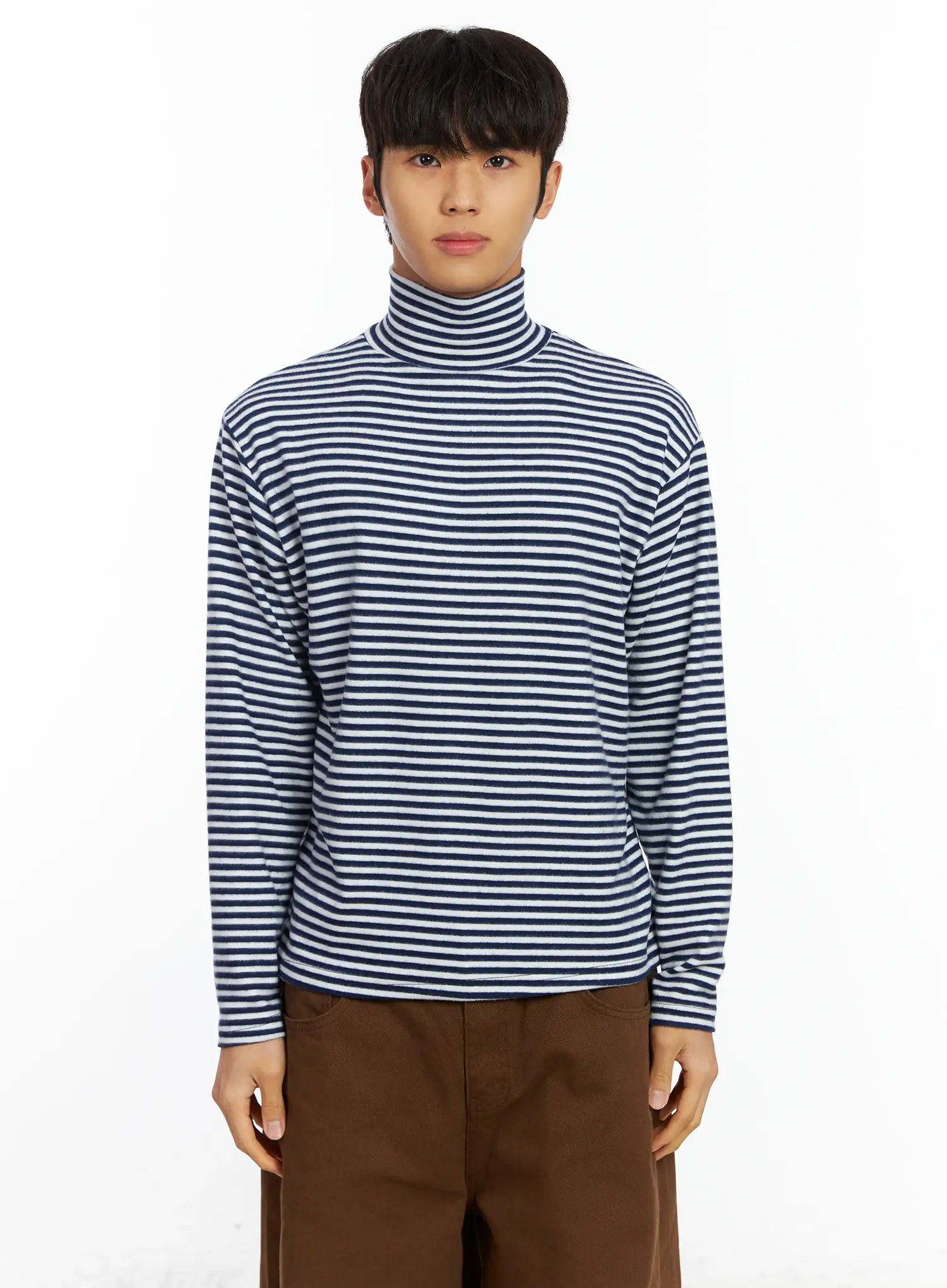 Men's Striped Turtleneck Tee IF504 - Image 15