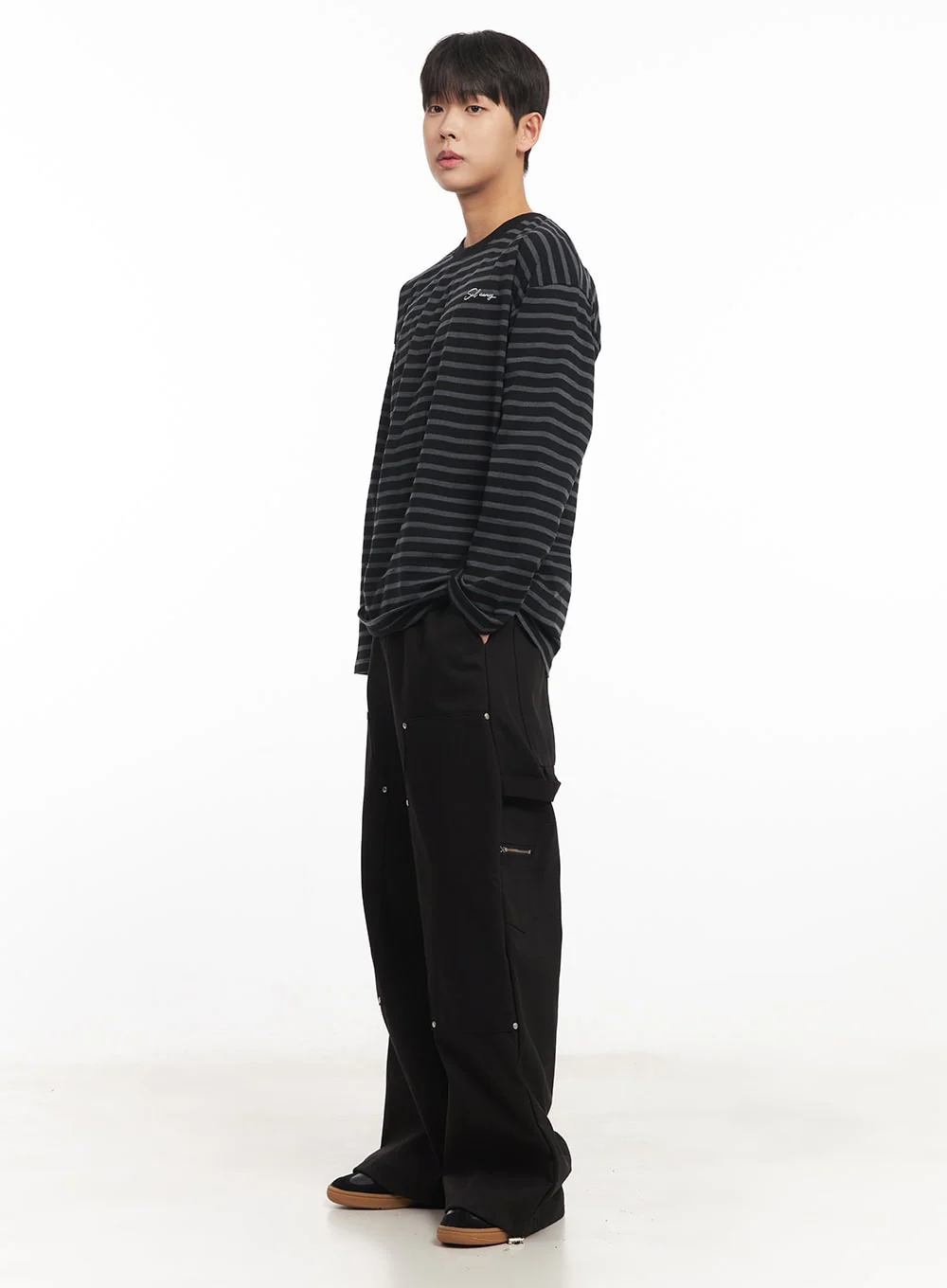 Men's Stud Cotton Wide-Leg Pants IM528