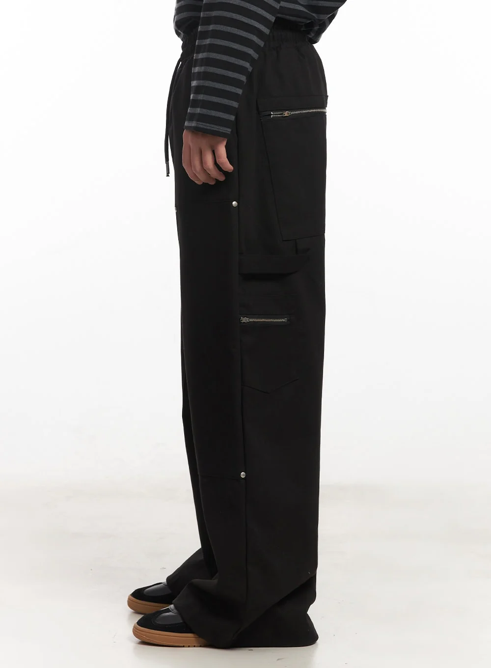 Men's Stud Cotton Wide-Leg Pants IM528 - Image 3