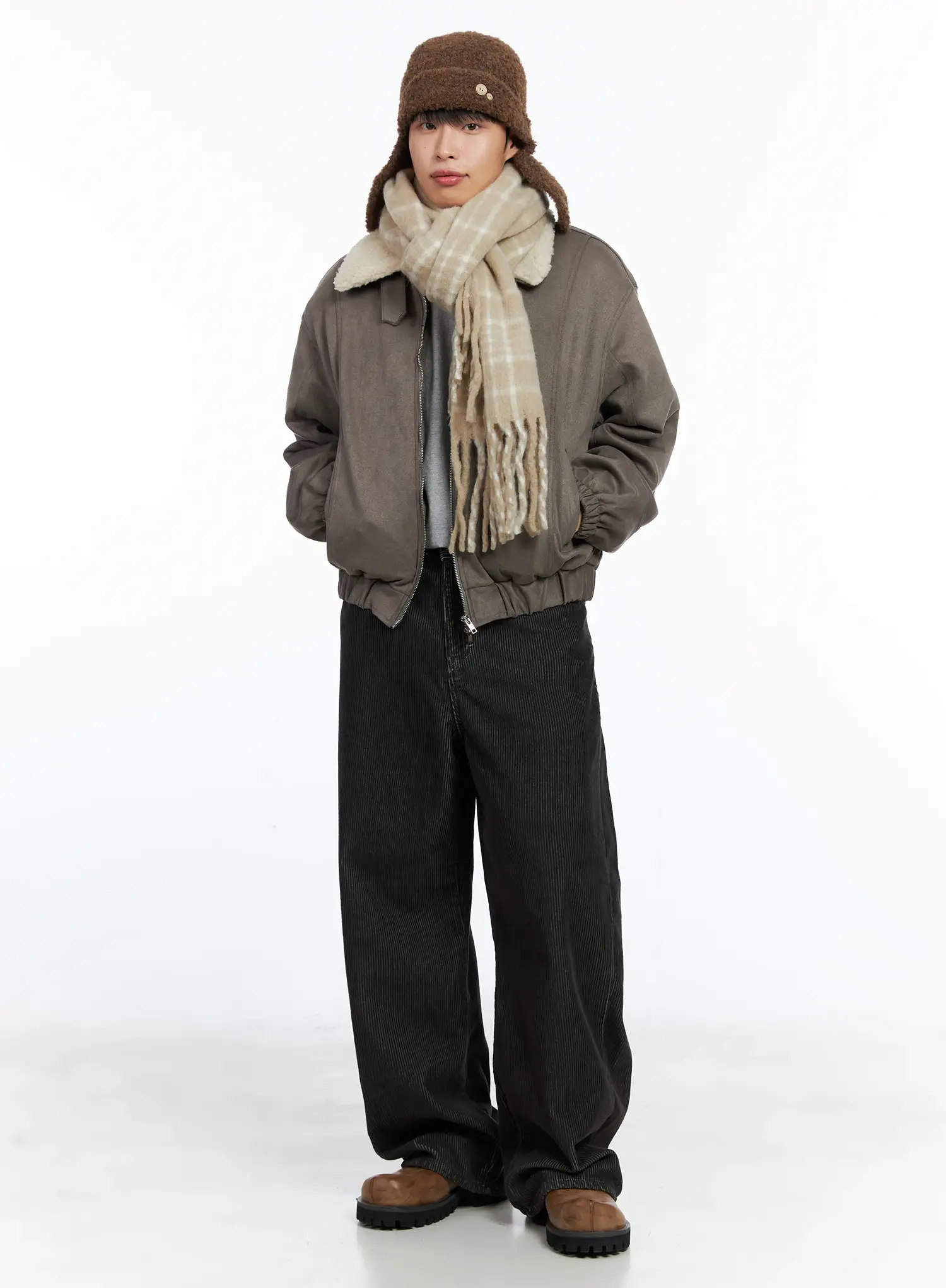 Men's Suede Collar Aviator Jacket IN518 - Image 10