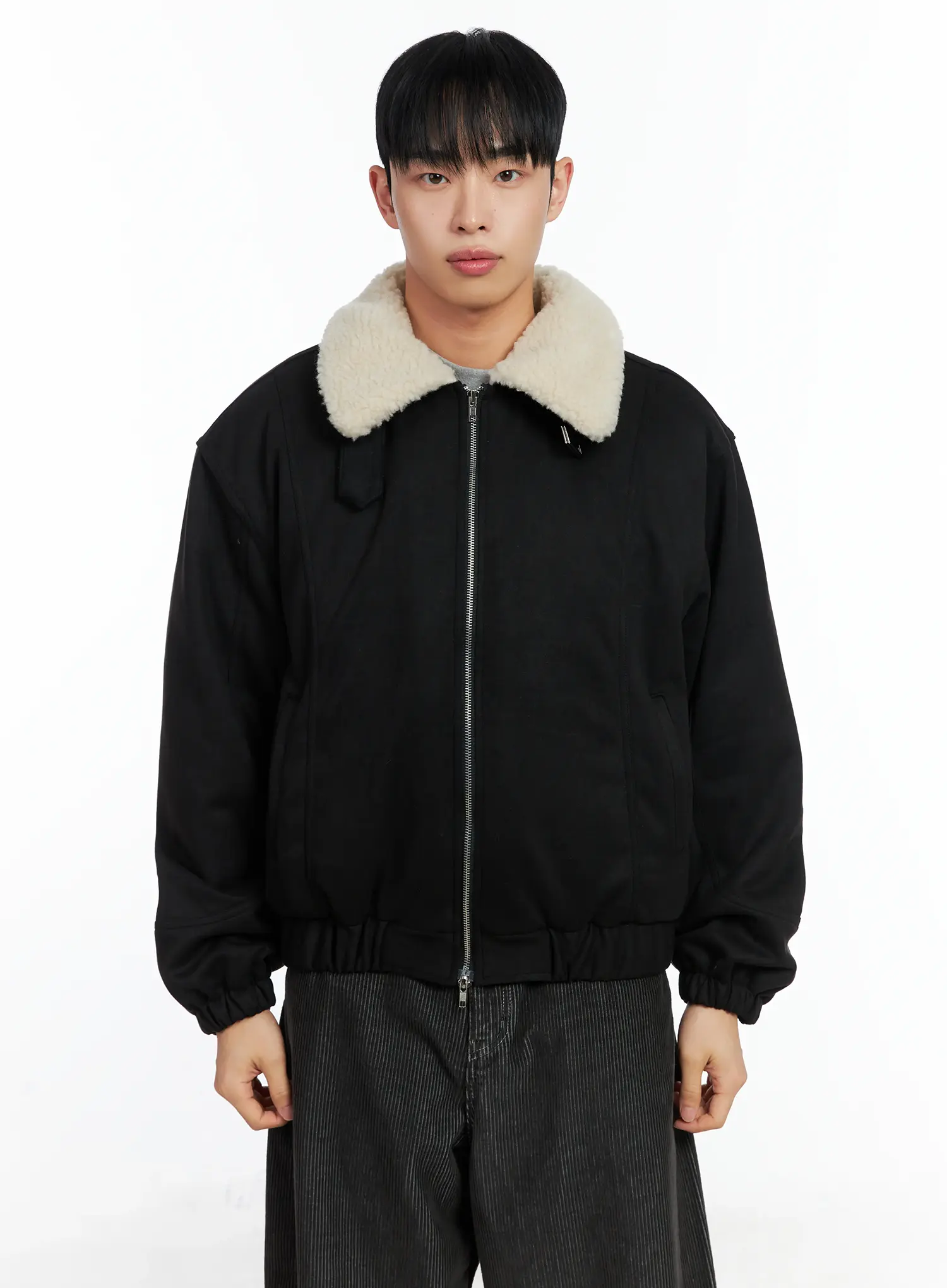 Men's Suede Collar Aviator Jacket IN518 - Image 16