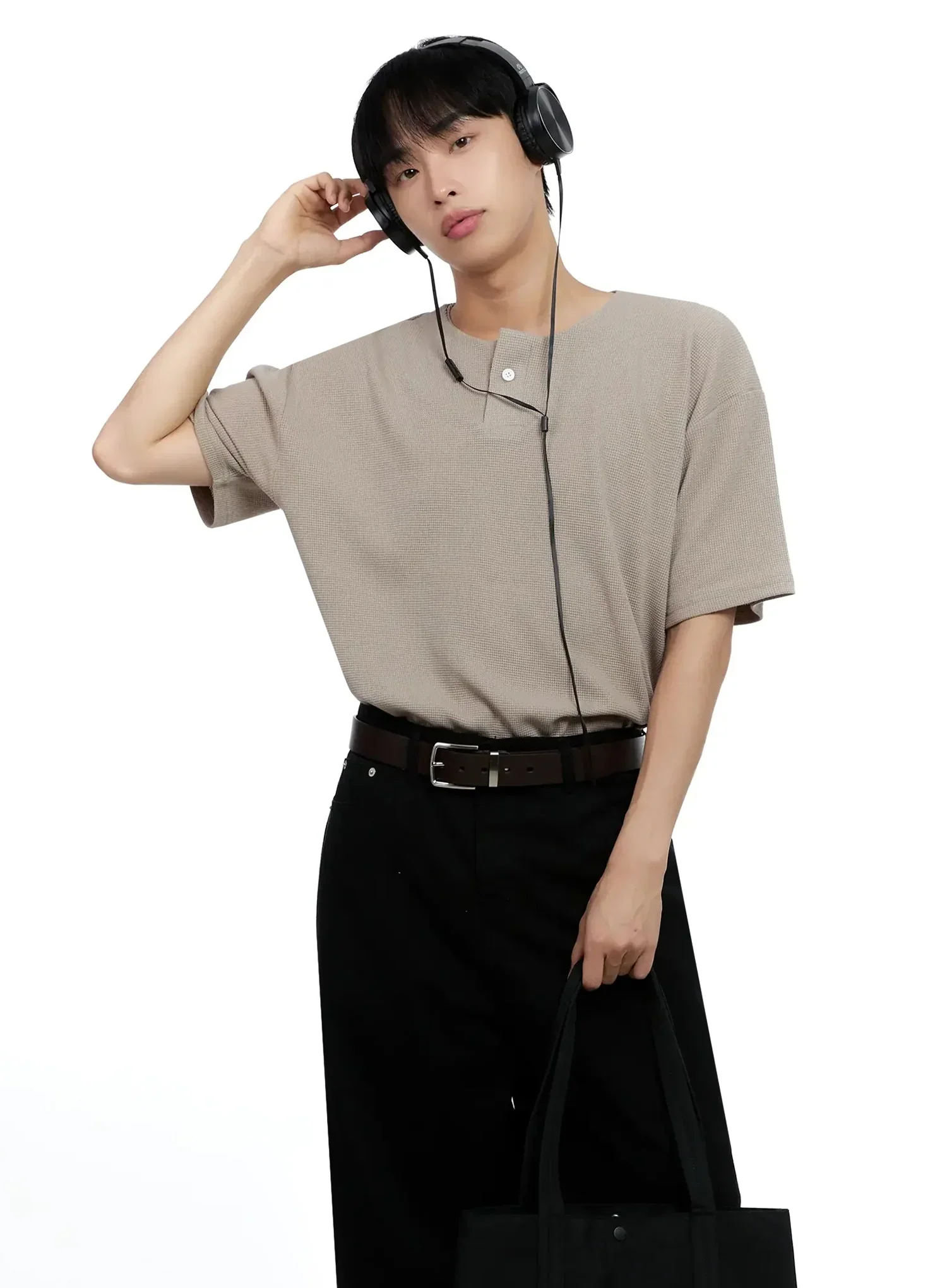 Men's Textured Henley T-shirt IG520
