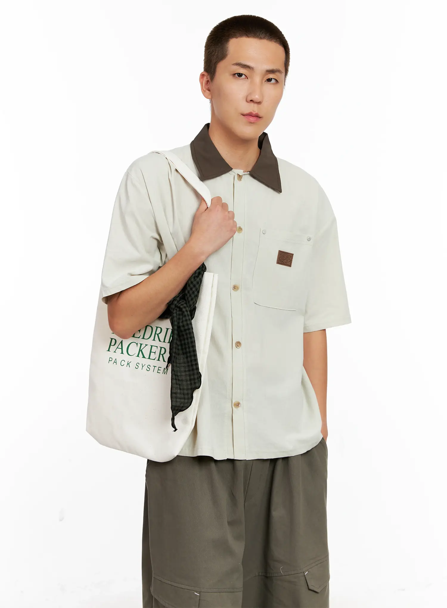 Men's Two-Tone Button-Up IG511