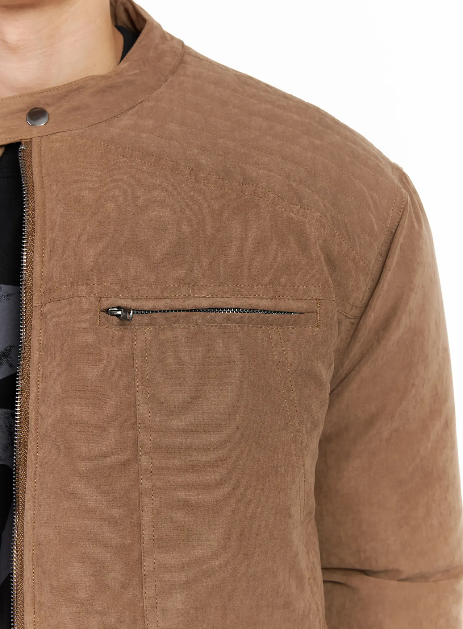 Men's Two -Way Zipper Biker Jacket (Brown) IF517 - Image 10