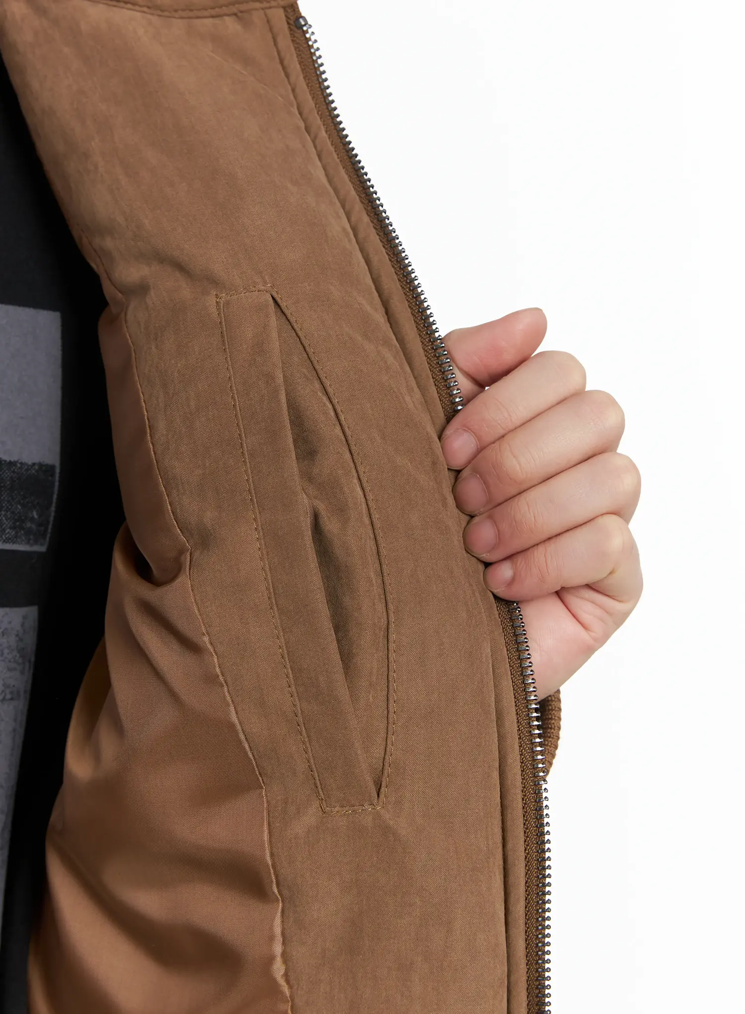Men's Two -Way Zipper Biker Jacket (Brown) IF517 - Image 9